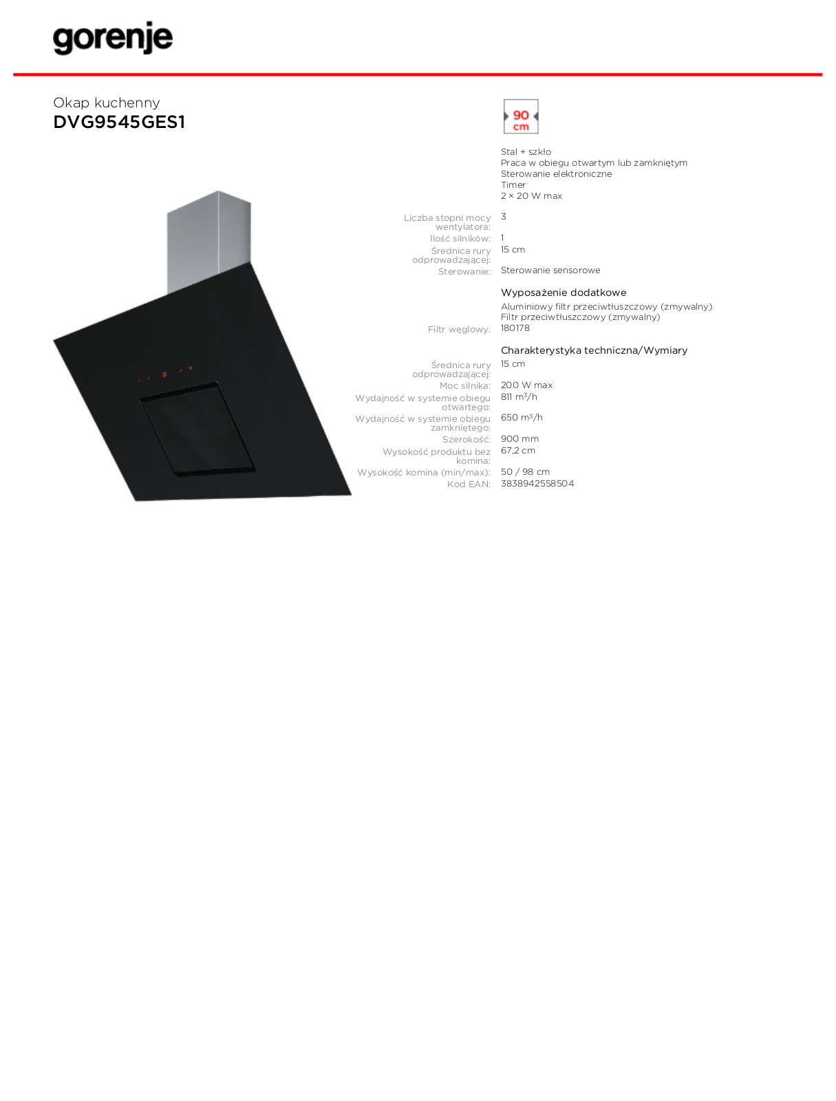 Gorenje DVG9545GES1 DATASHEET