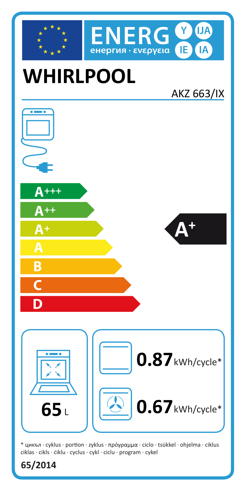 Whirlpool AKZ 663/IX ENERGY LABEL