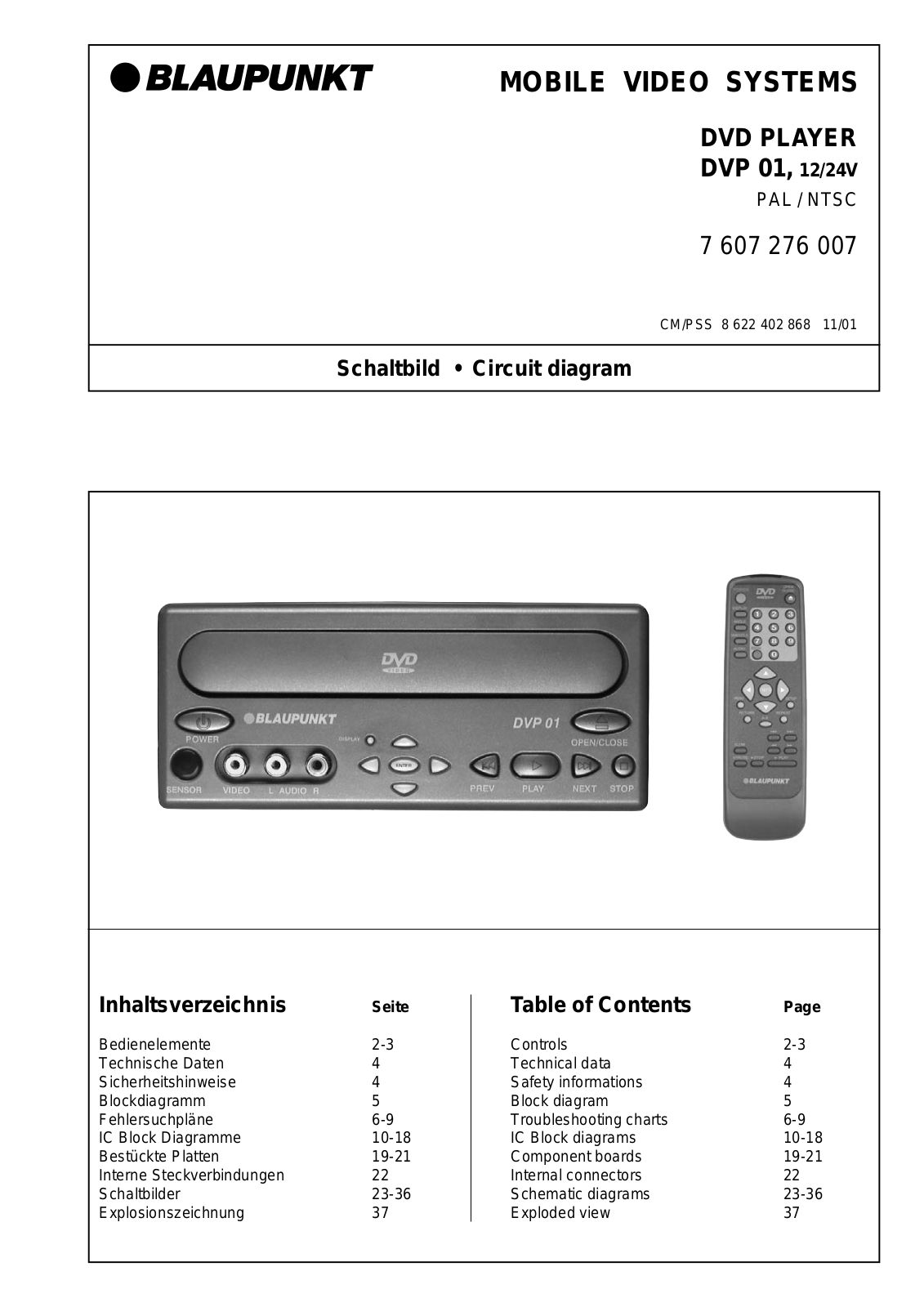 Blaupunkt DVP-01 DVD Schematic