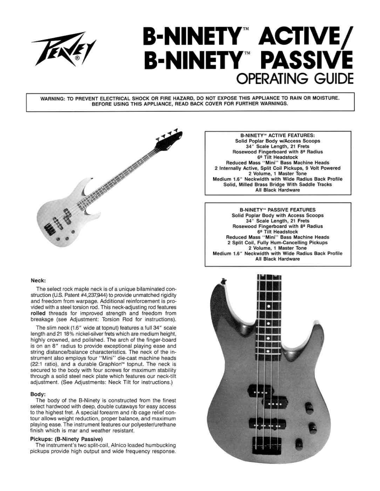 Peavey B-Ninety Active User Manual