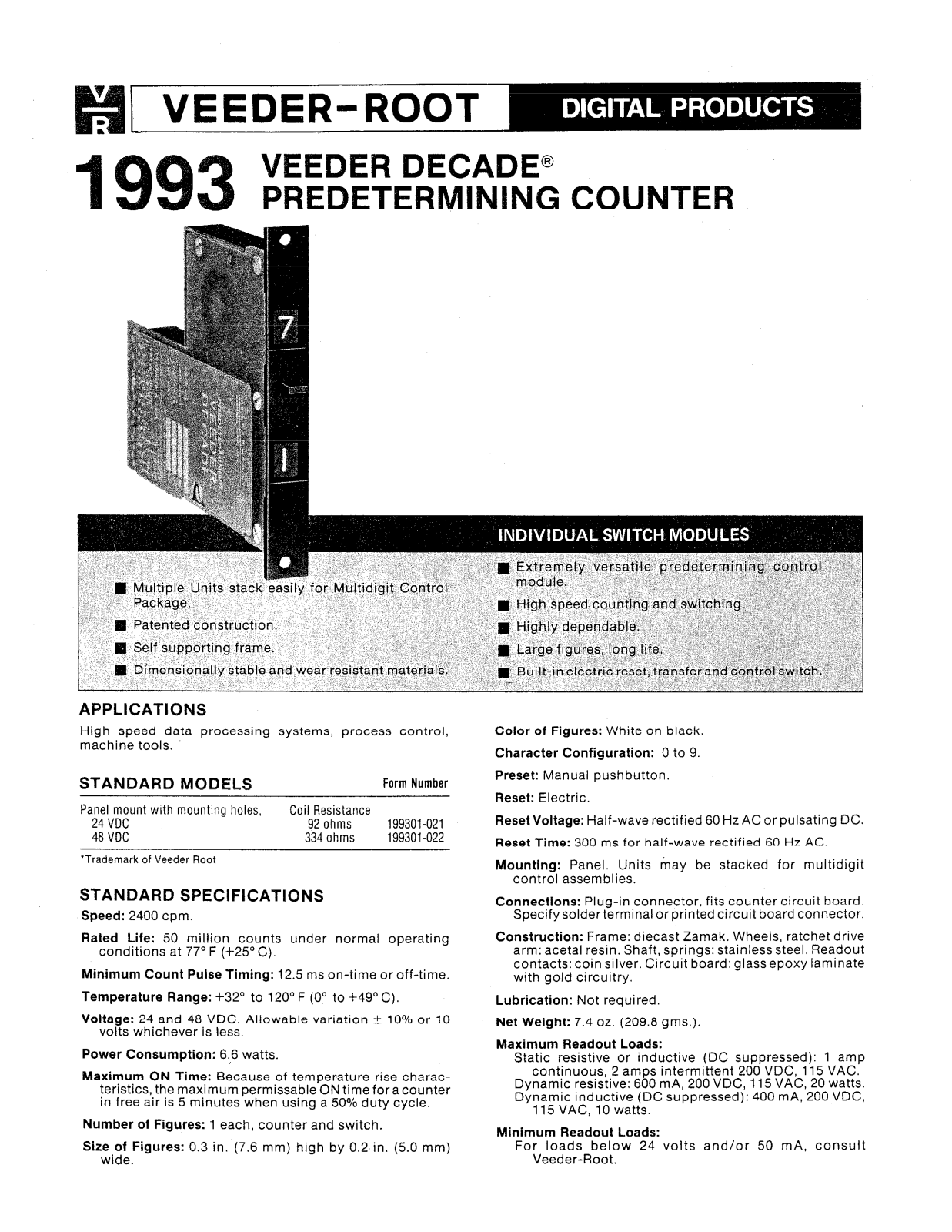 Danaher Controls 1993 Data Sheet