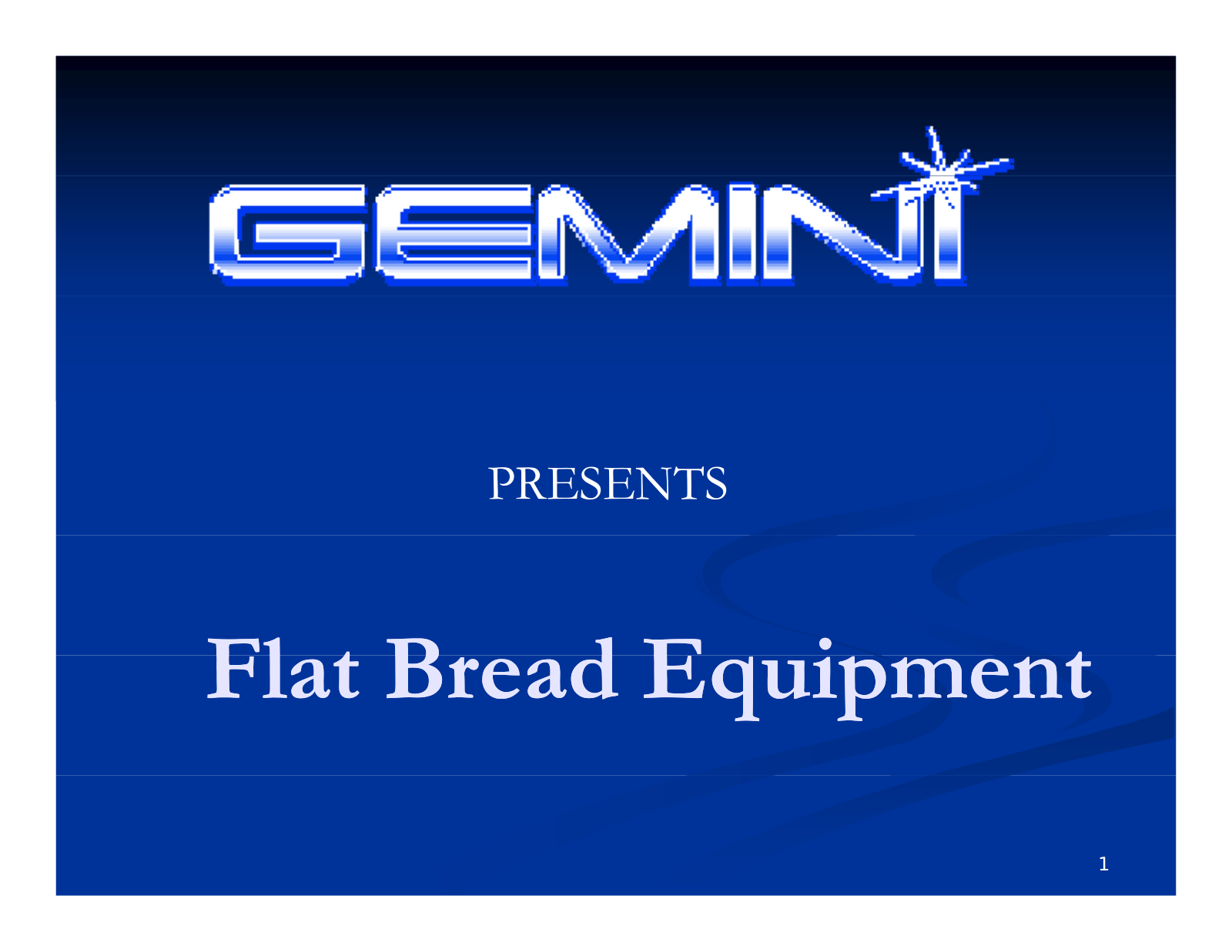 Gemini Flat Bread Equipment User Manual