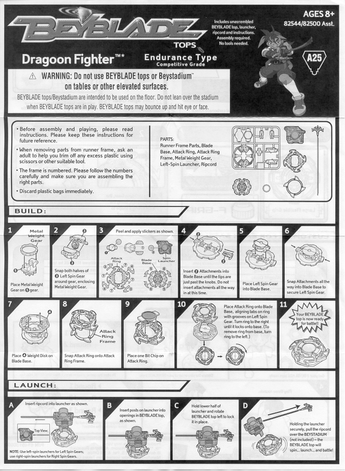 HASBRO DRAGOON FIGHTER Top User Manual