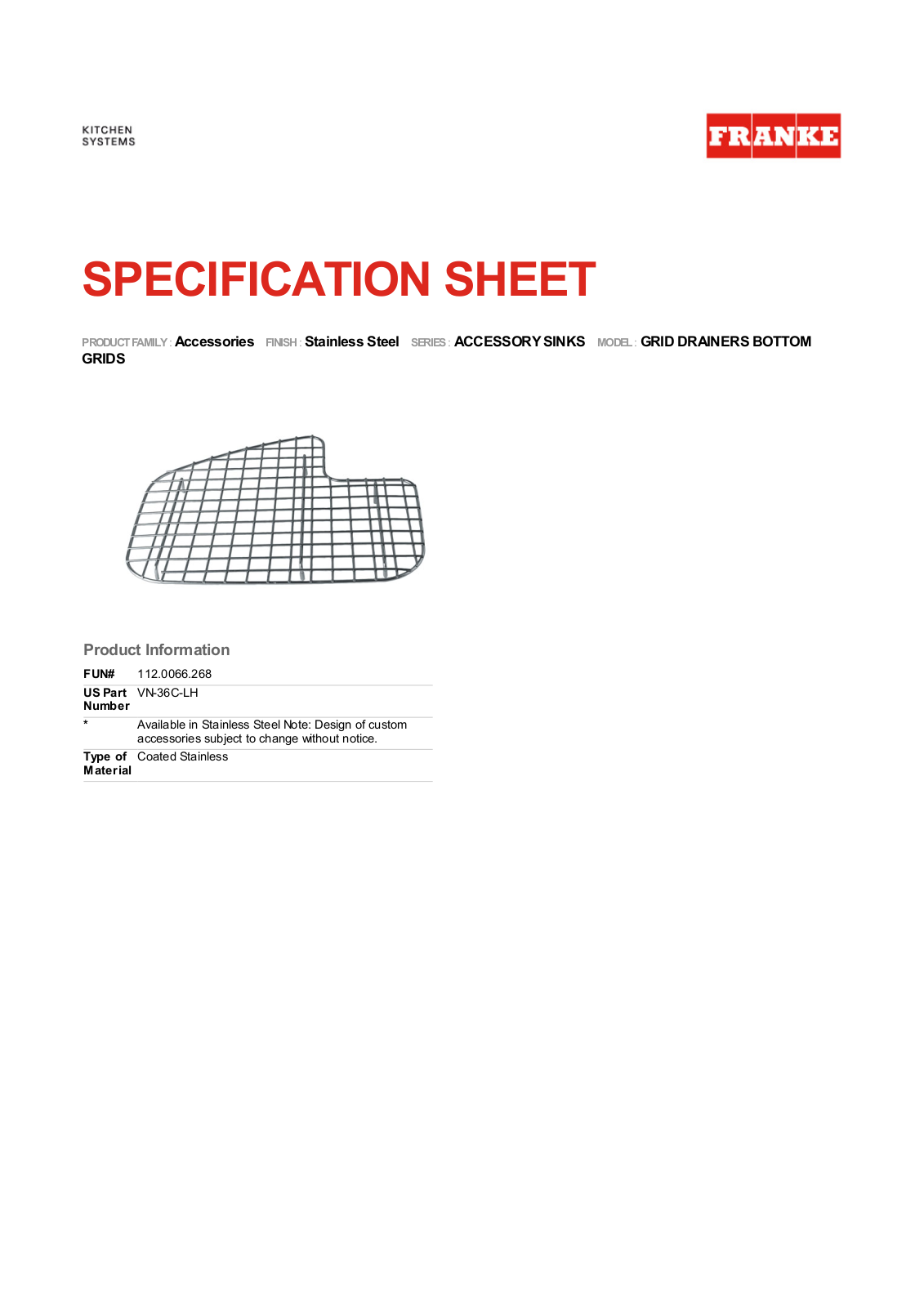 Franke FKX1277 Specifications - ManualMachine.com