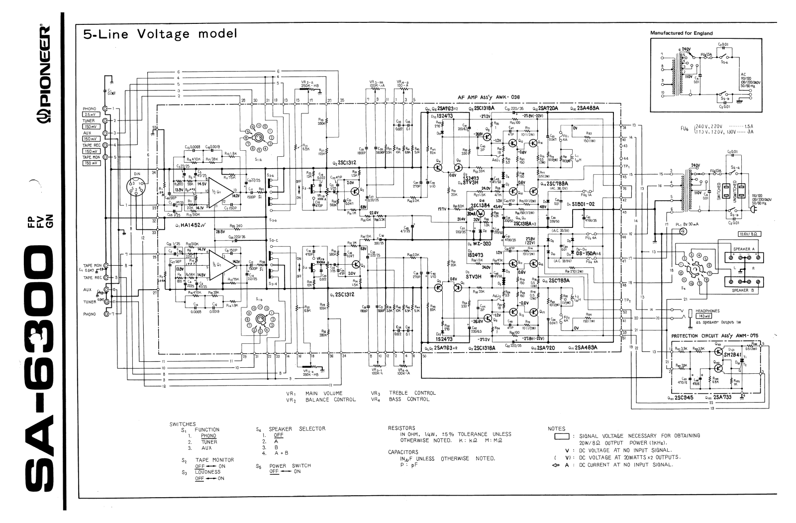 Pioneer SA-6300 Schematic