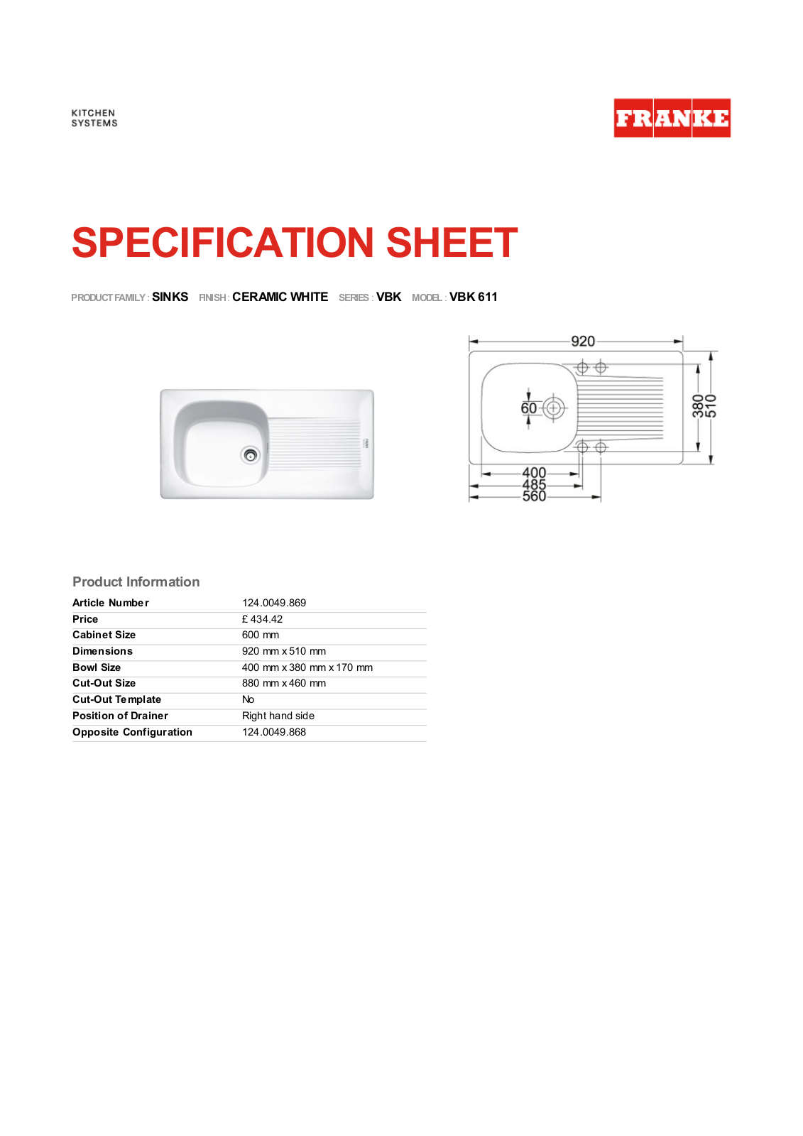 Franke Foodservice VBK 611 User Manual