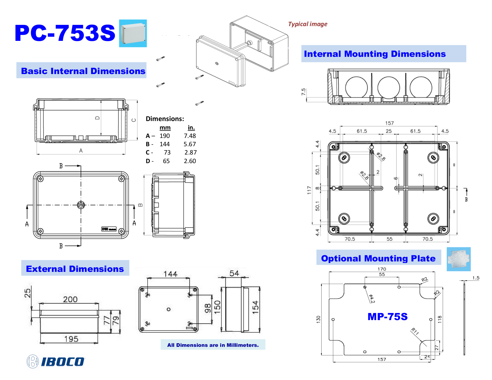 Iboco PC-753S Dimensional Sheet