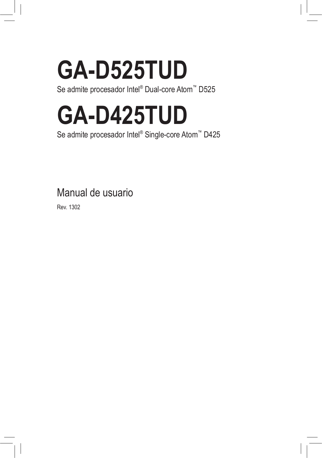 Gigabyte GA-D425TUD, GA-D525TUD User Manual