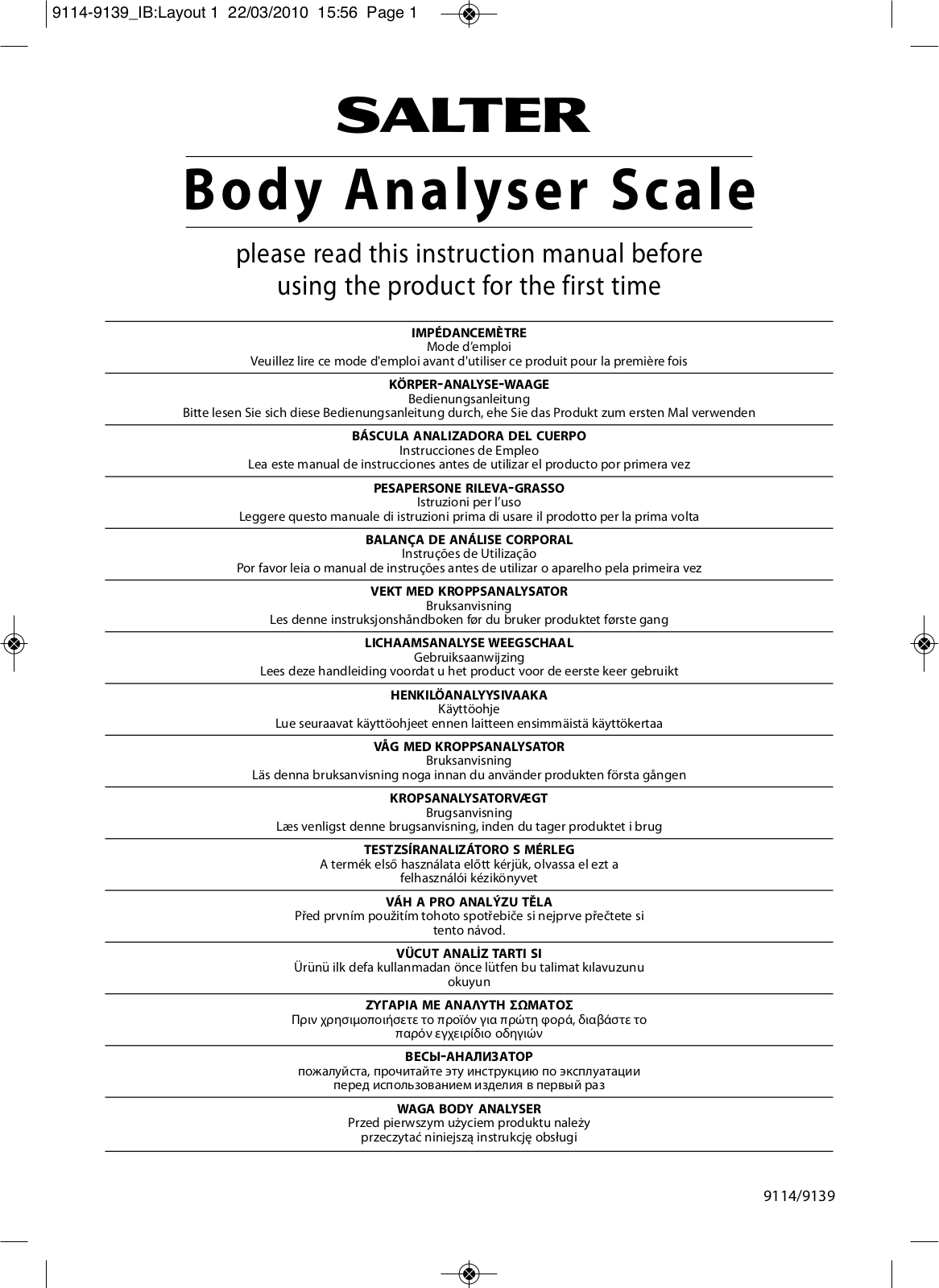 Salter WH3R User Manual