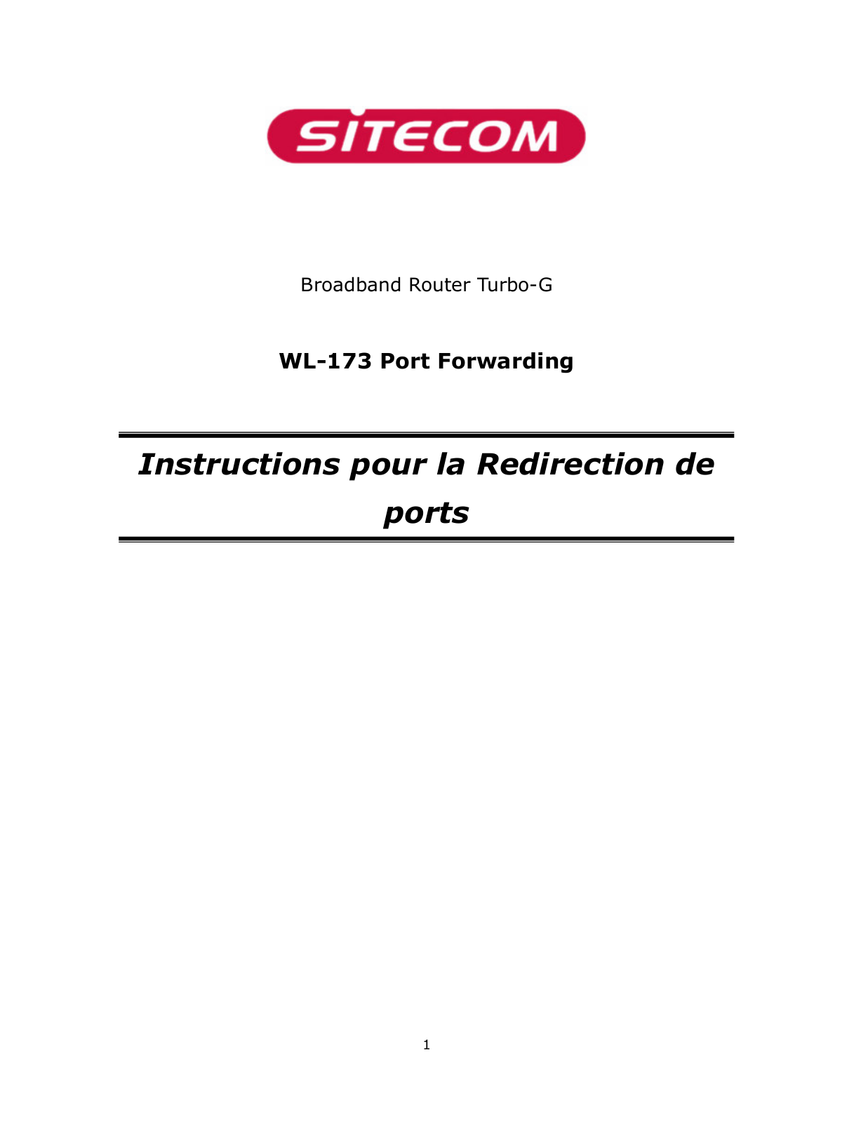 Sitecom WL-173 PORT FORWARDING MANUAL