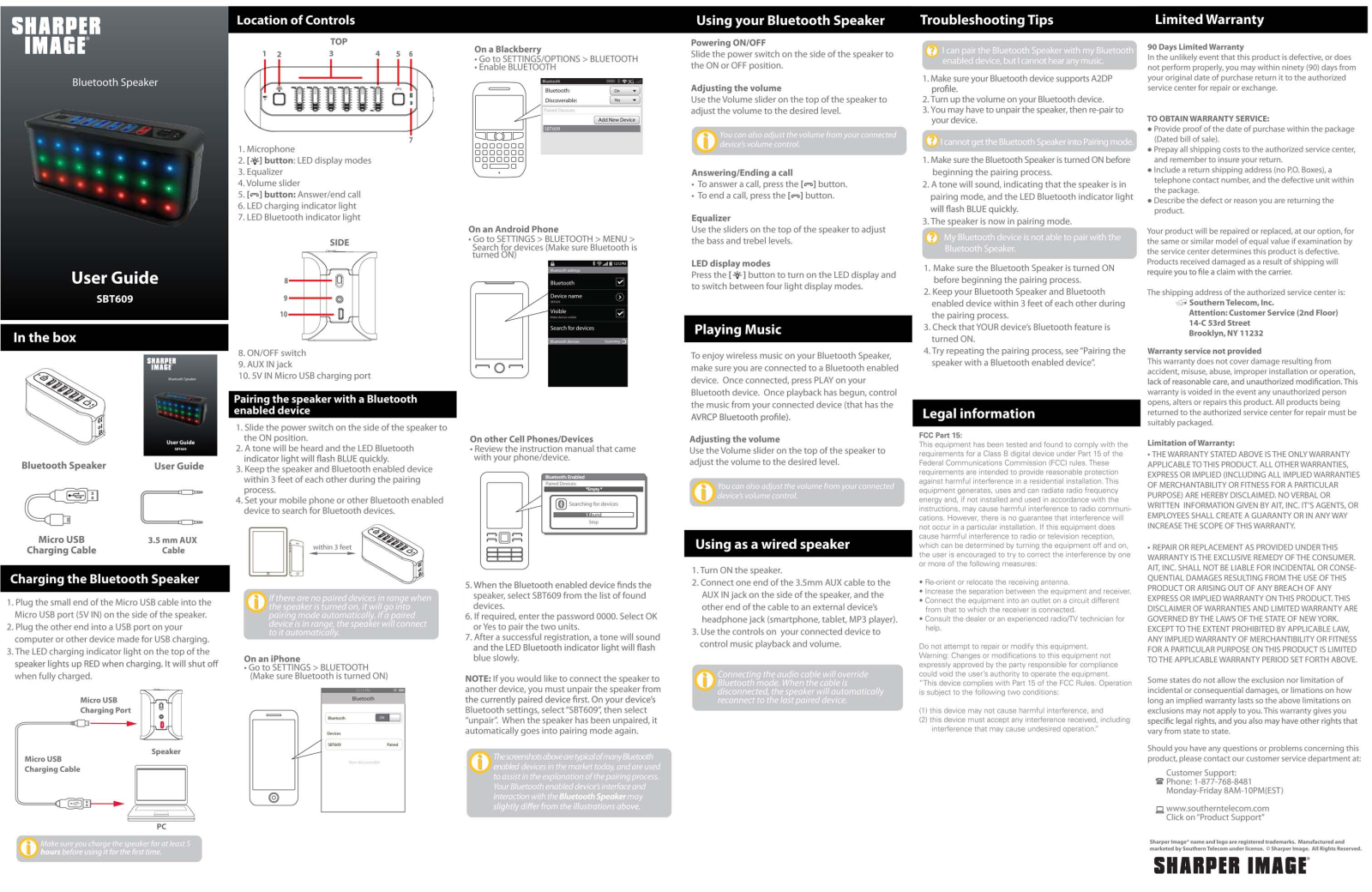 Sharper image SBT609 User Manual