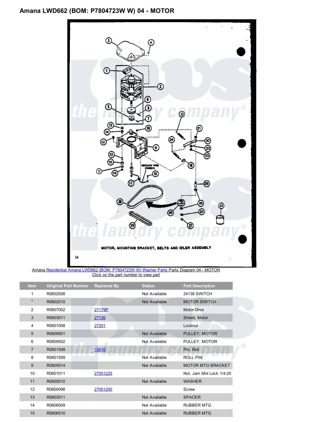 Amana LWD662 Parts Diagram