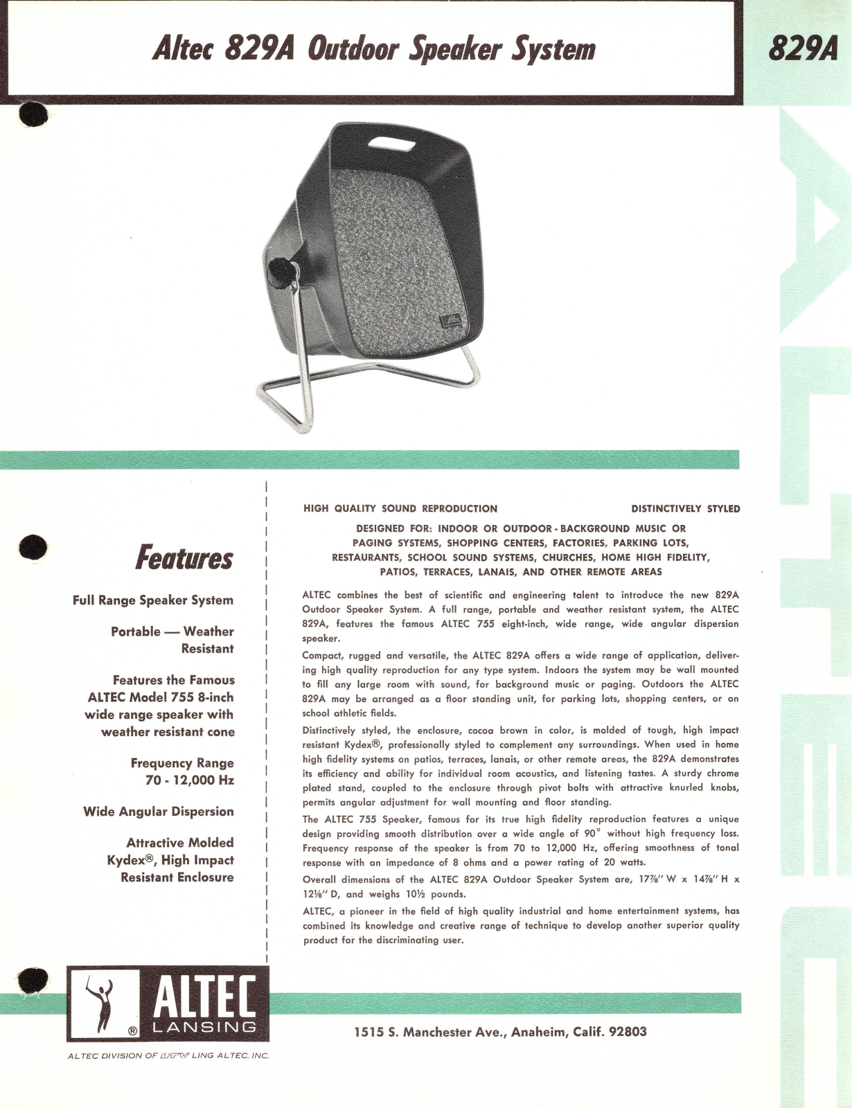 Altec lansing 829A User Manual