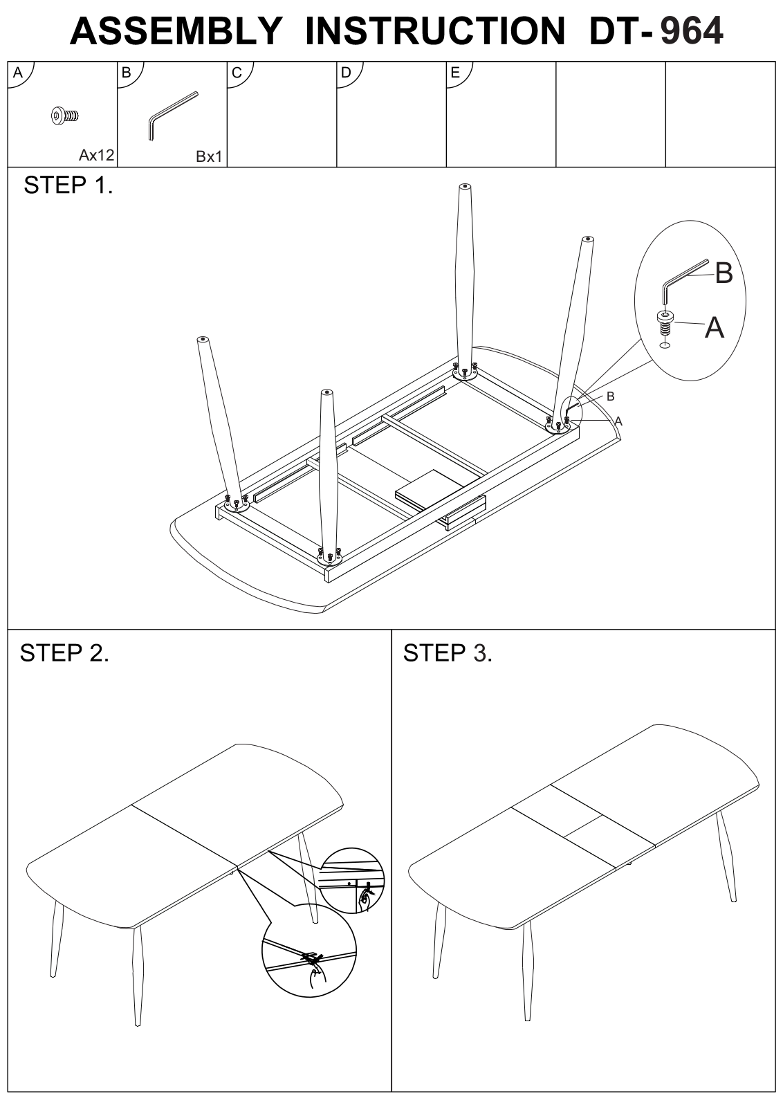 Stool Group DT- 964 ASSEMBLY INSTRUCTIONS