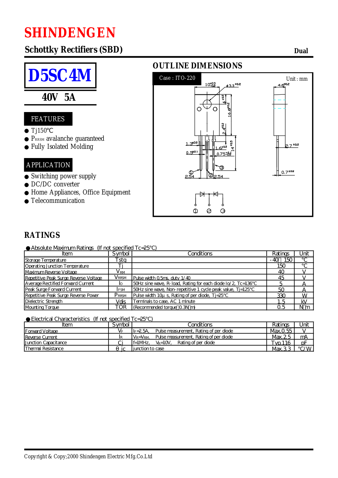 Datasheet D5SC4M Datasheet (Shindengen) - ManualMachine.com