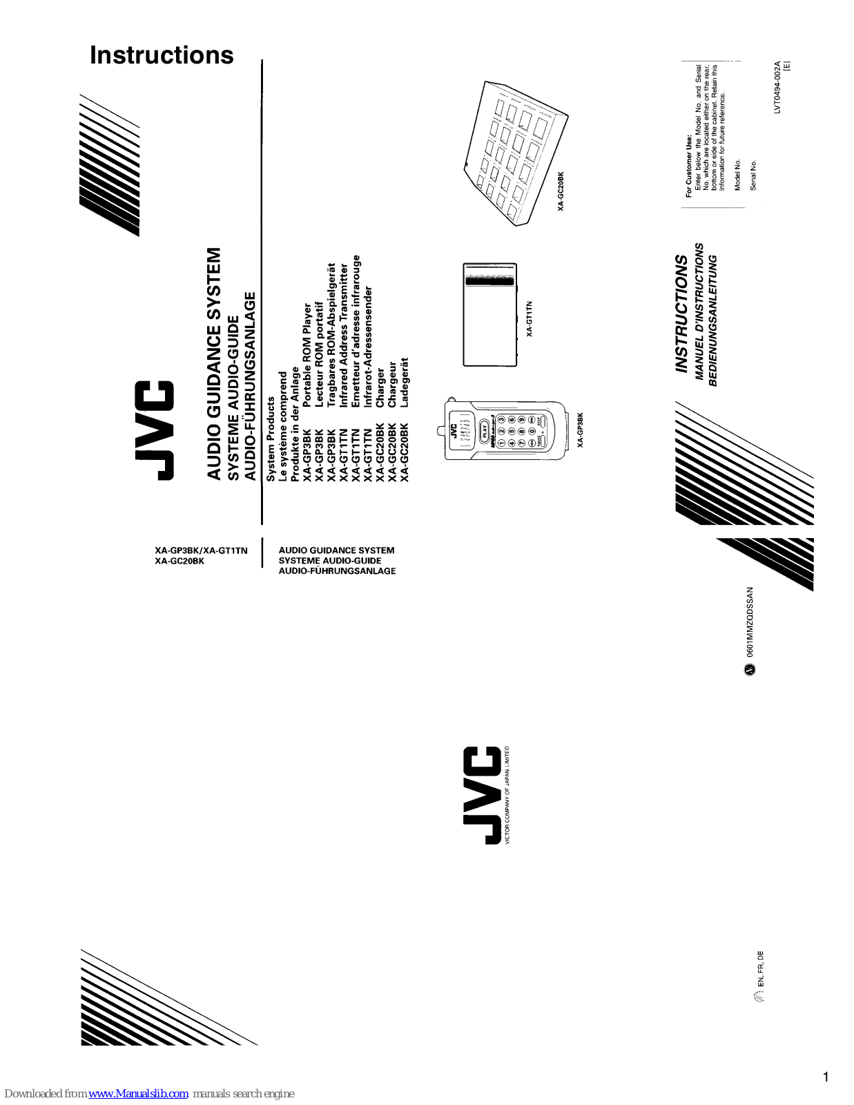 JVC XA-GC20BK, XA-GP3BK, XA-GT1TN Instructions Manual