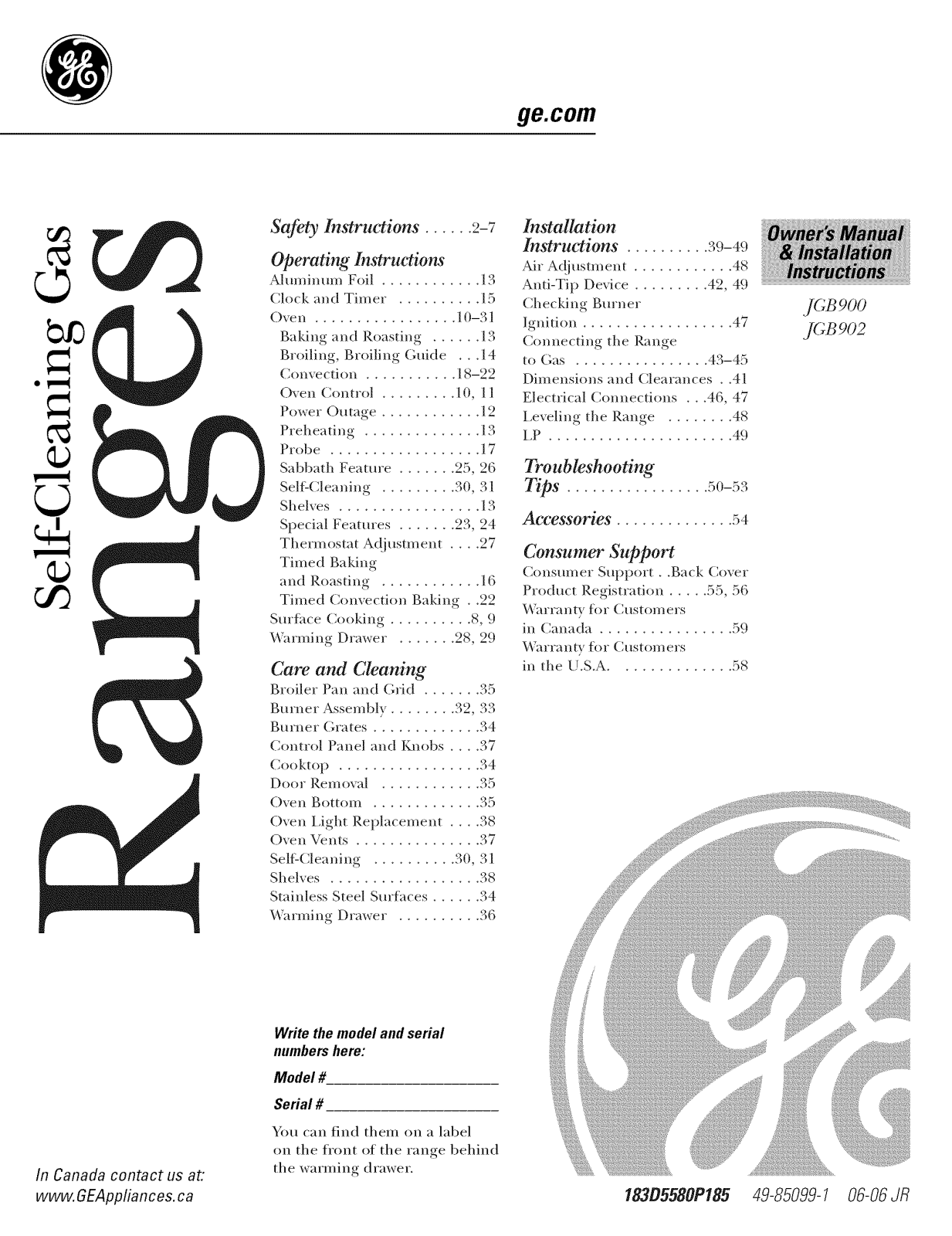 GE JGB900WEK6WW, JGB900SEL2SS, JGB900SEK6SS, JGB900SEK5SS, JGB900CEK6CC Owner’s Manual - ManualMachine.com