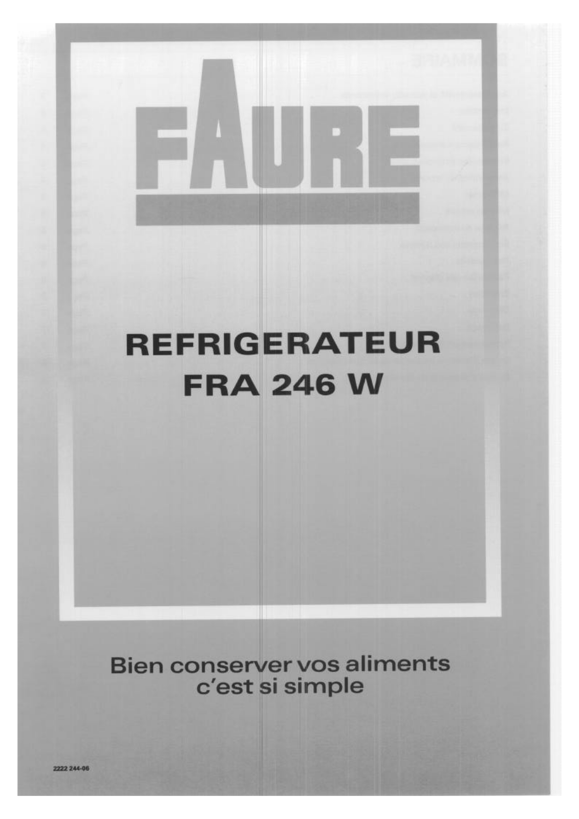 FAURE FRA246W User Manual