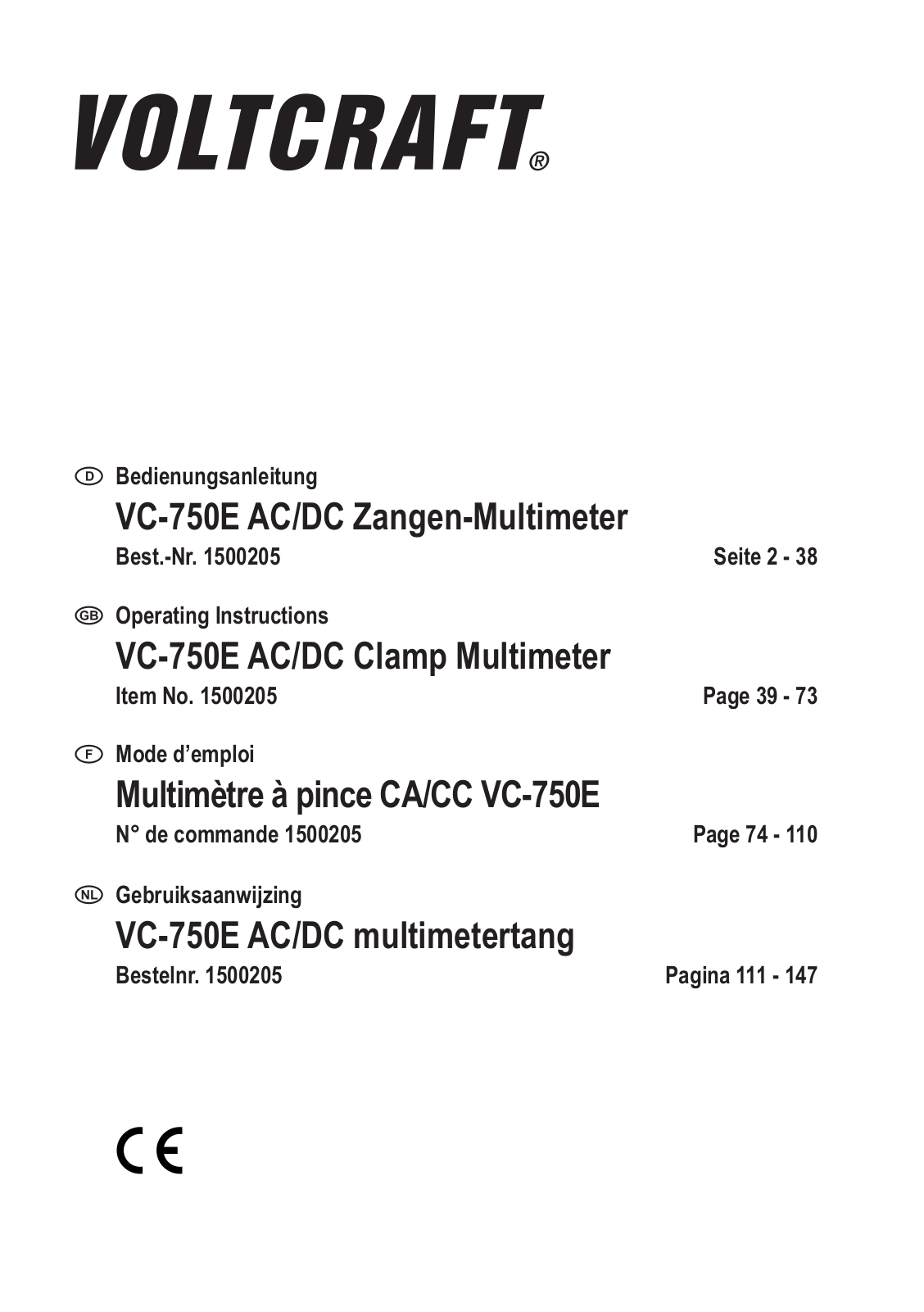 VOLTCRAFT VC-750 E User guide