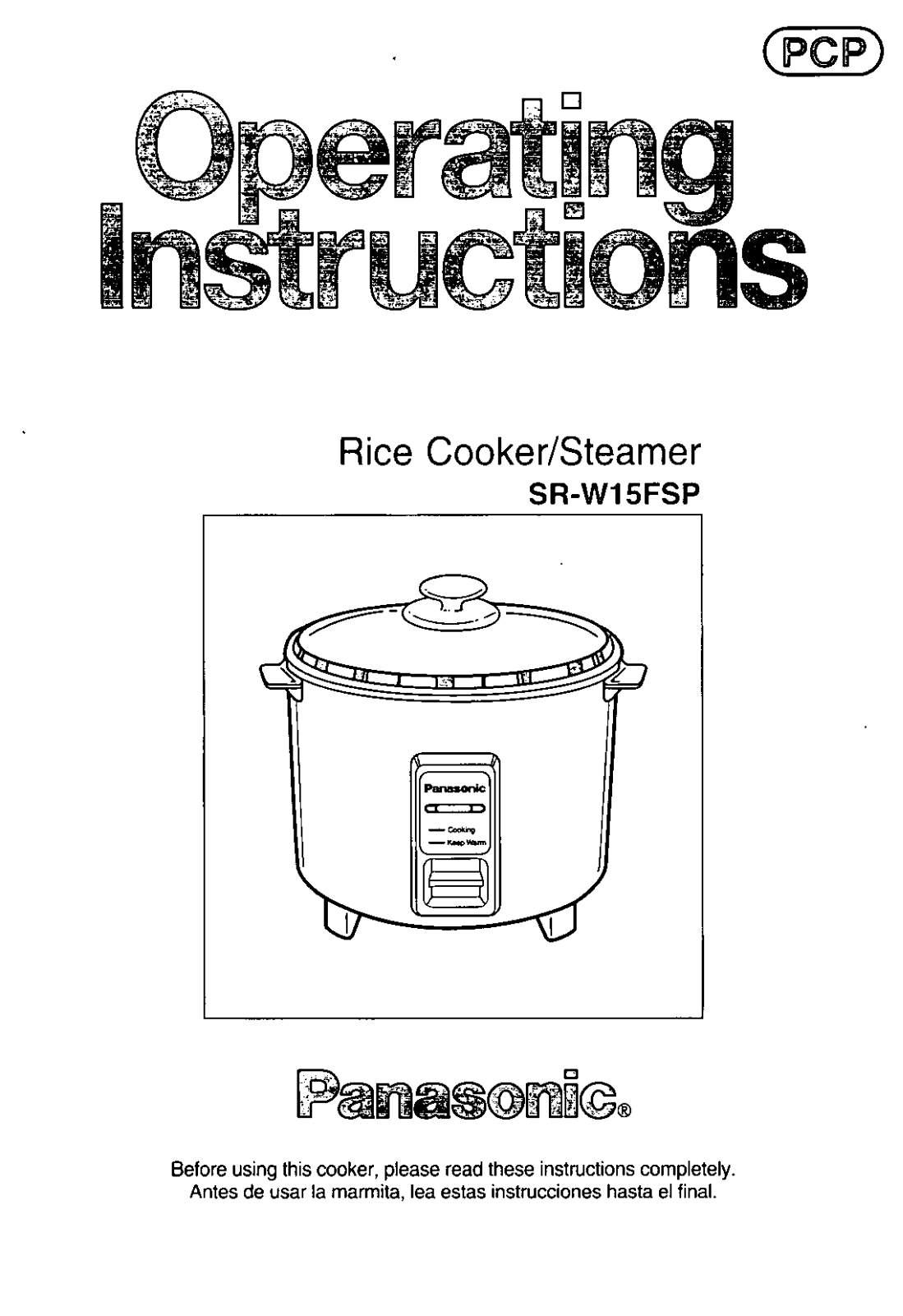 Panasonic Sr-w15fsp Owner's Manual