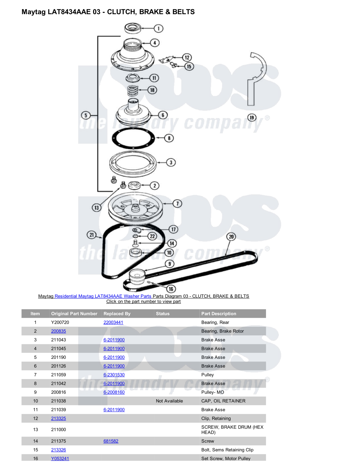 Maytag LAT8434AAE Parts Diagram