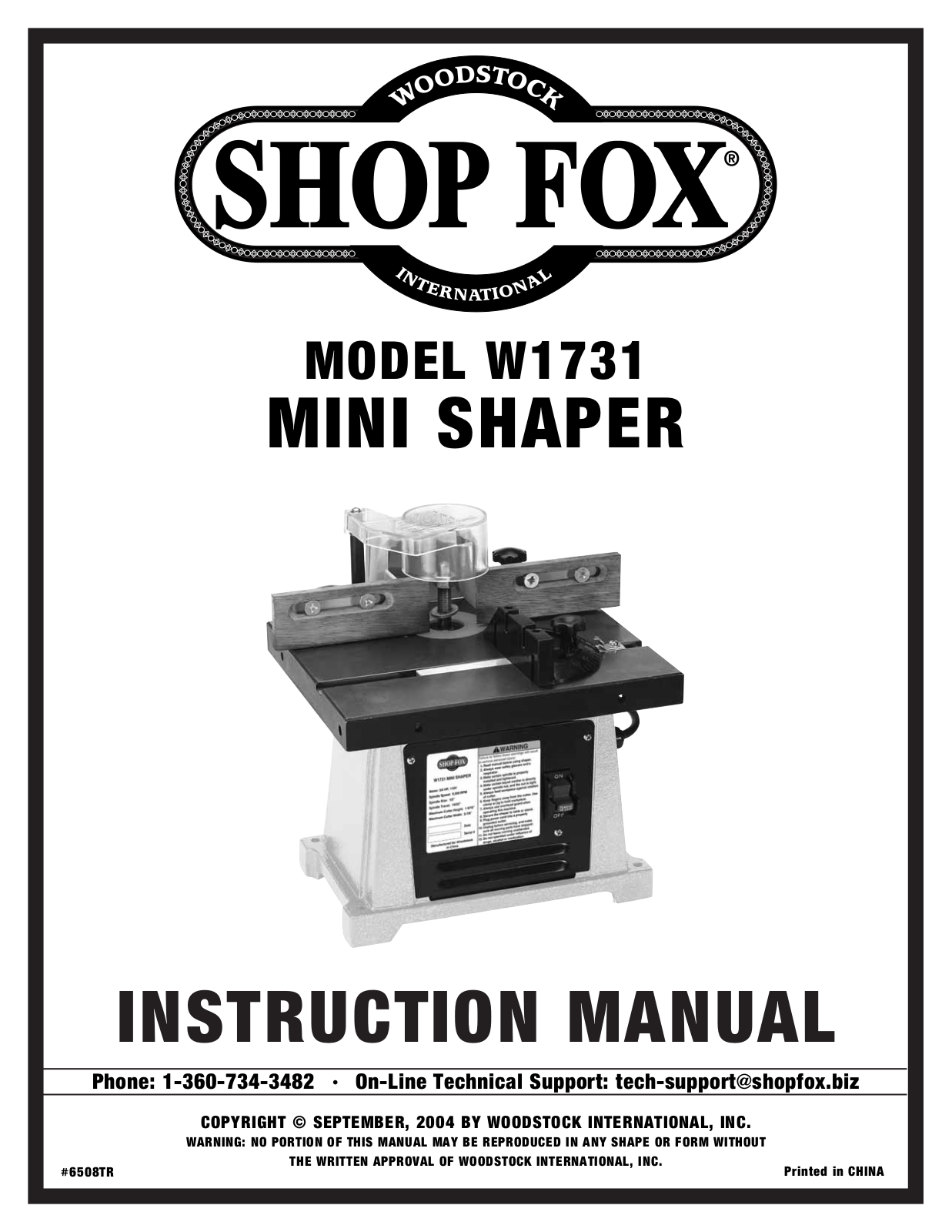 Shop fox W1731 User Manual