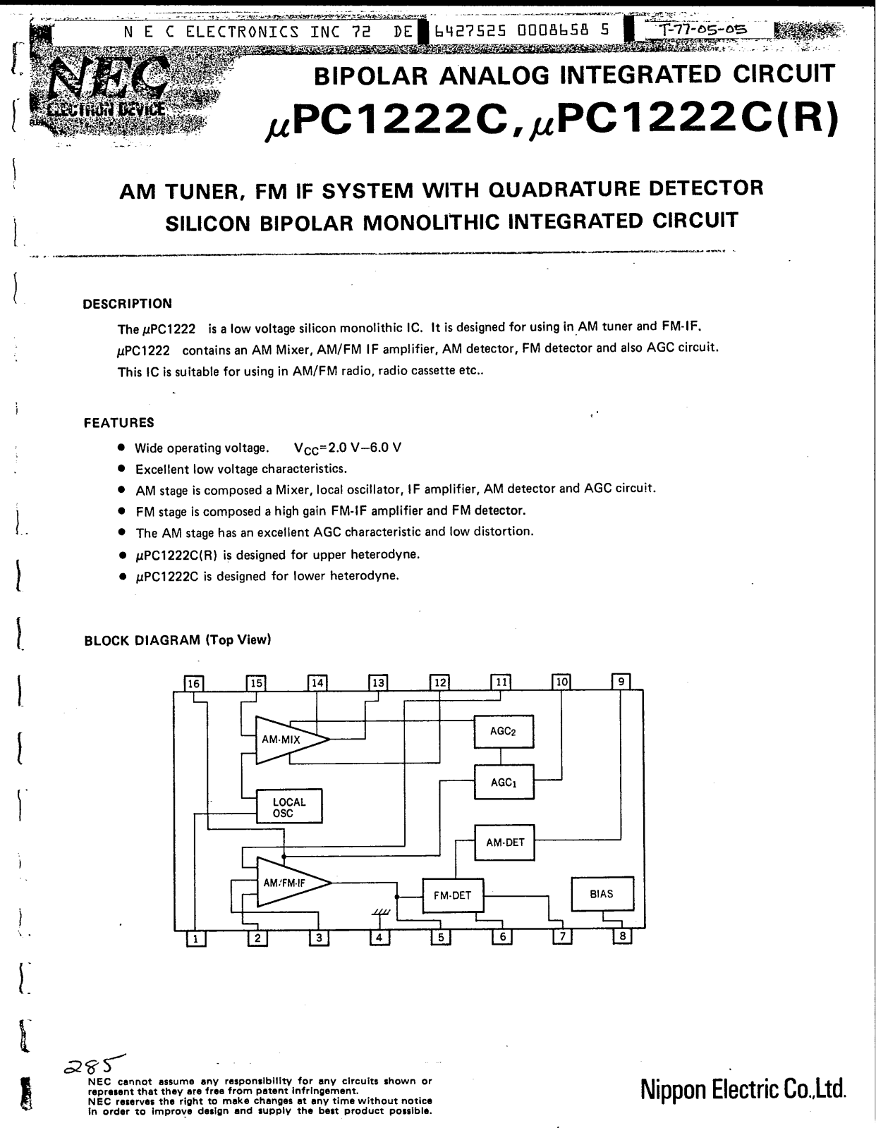 Datasheet UPC1222C Specification - ManualMachine.com