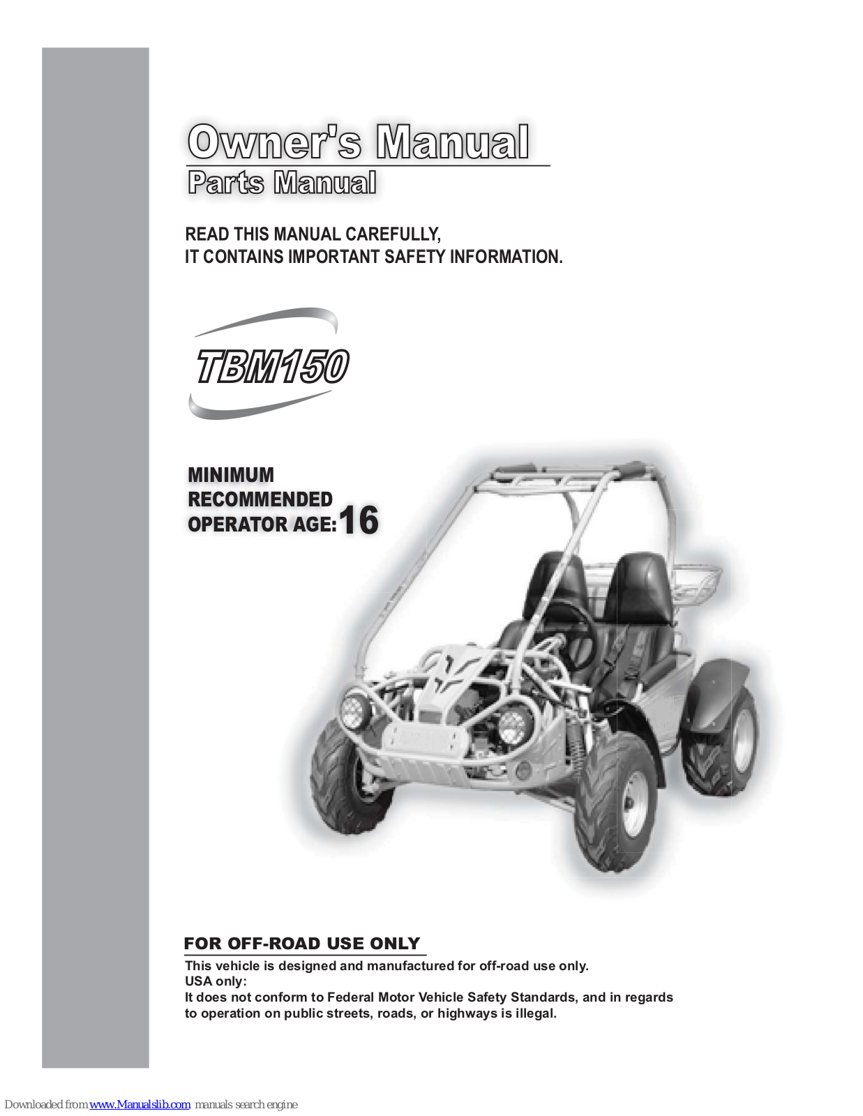 Go Kart TBM150 Owner's Manual