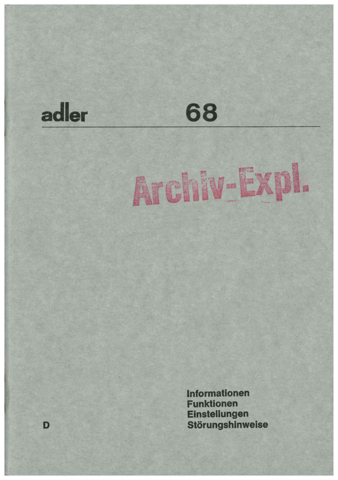 Adler 68 Instruction Manual - ManualMachine.com