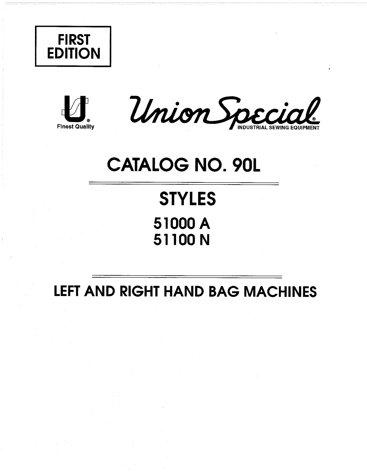 Union Special 51000A, 51000N Parts List