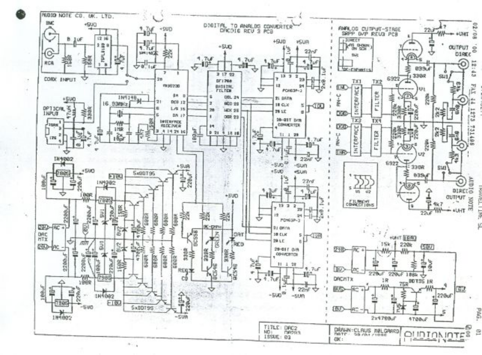 Audio Note DAC-2 Schematic