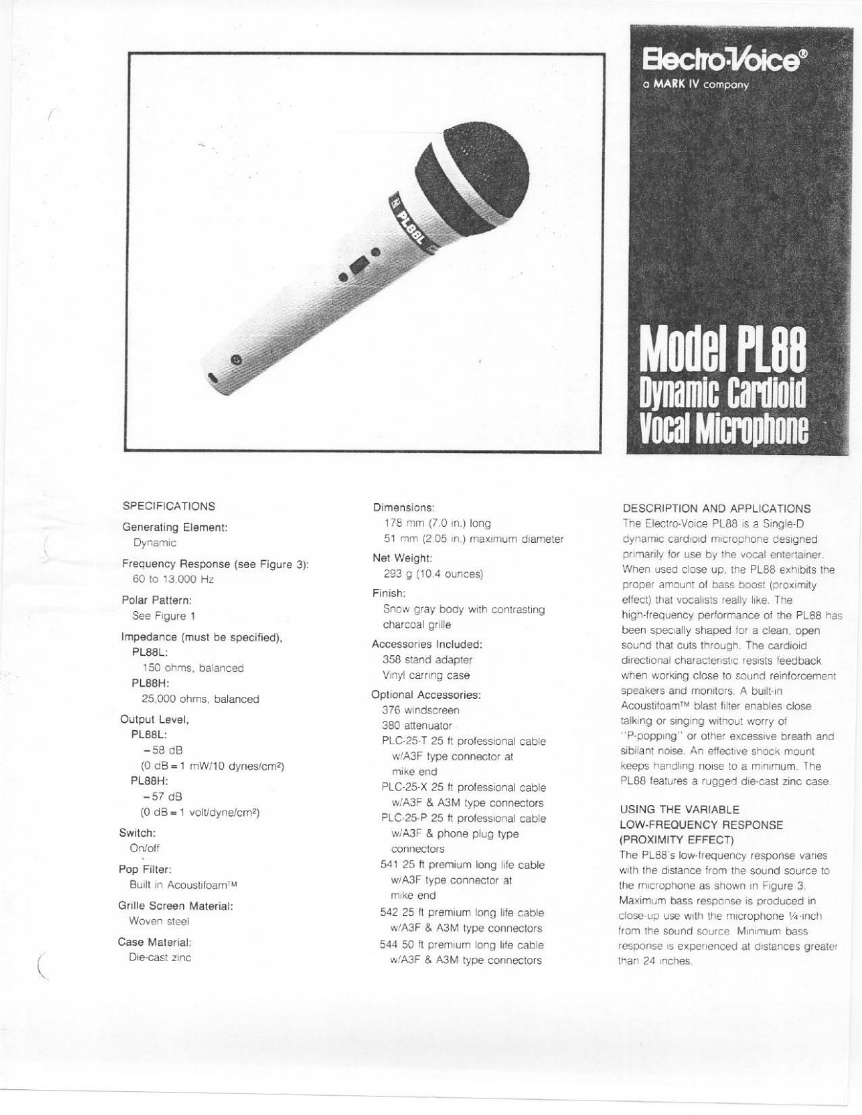 Electro-Voice PL88 User Manual