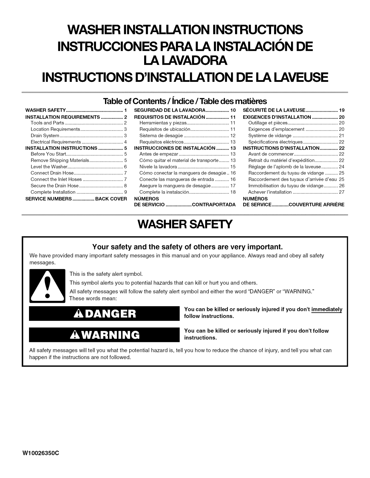 Kenmore 11016882503, 11027322600, 11027332600, 11027342600, 11027422600 Installation Guide - ManualMachine.com