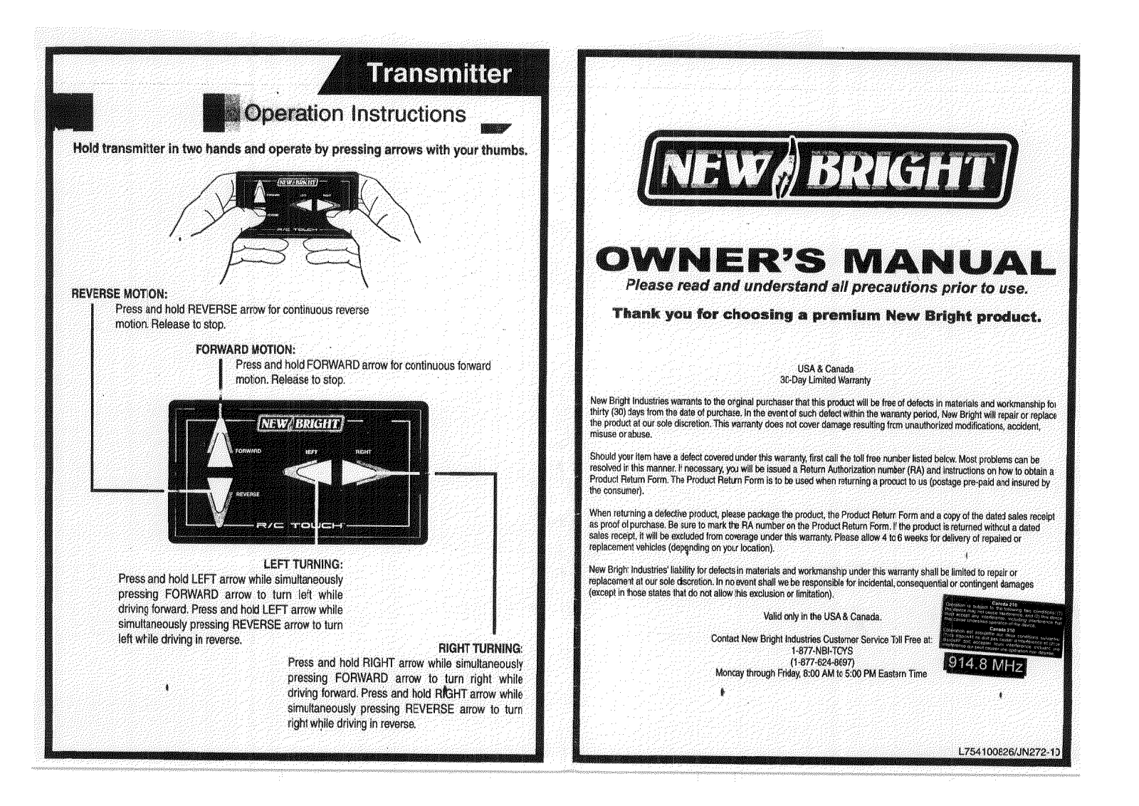 New Bright Co BT44 6 User Manual