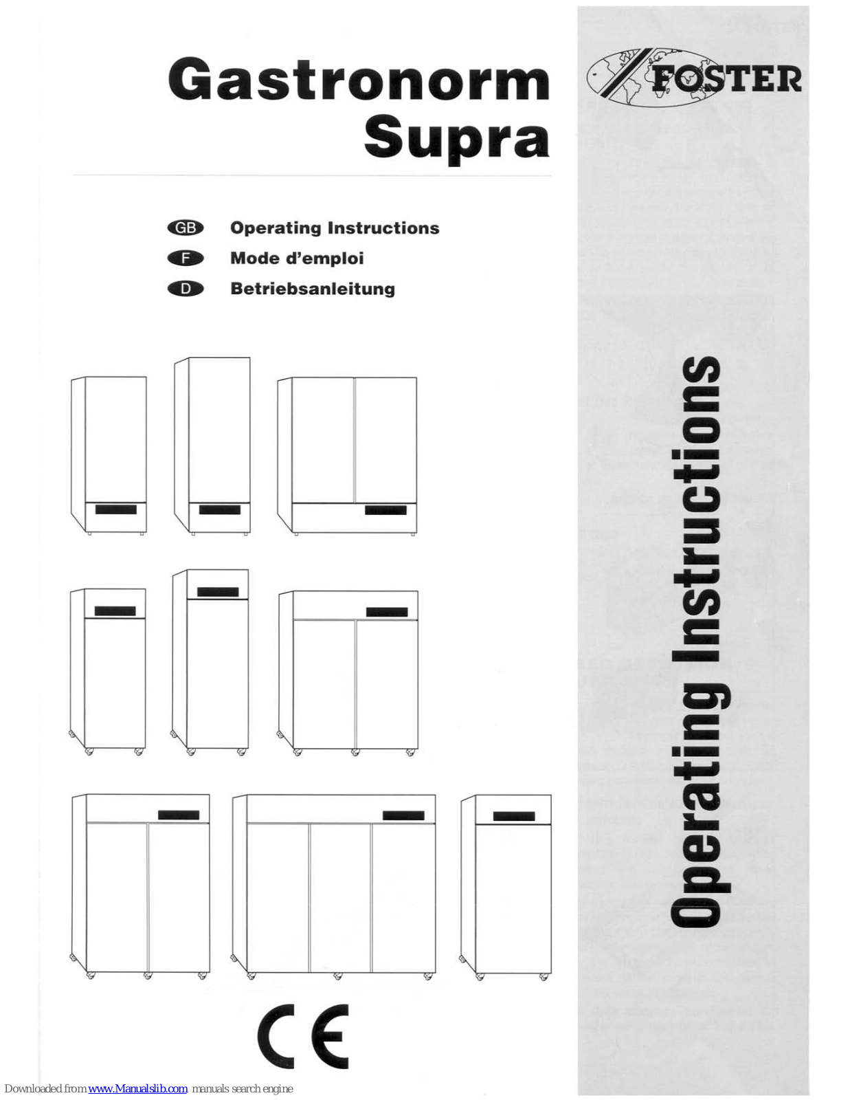 Foster Gastronorm Supra Operating Instructions Manual