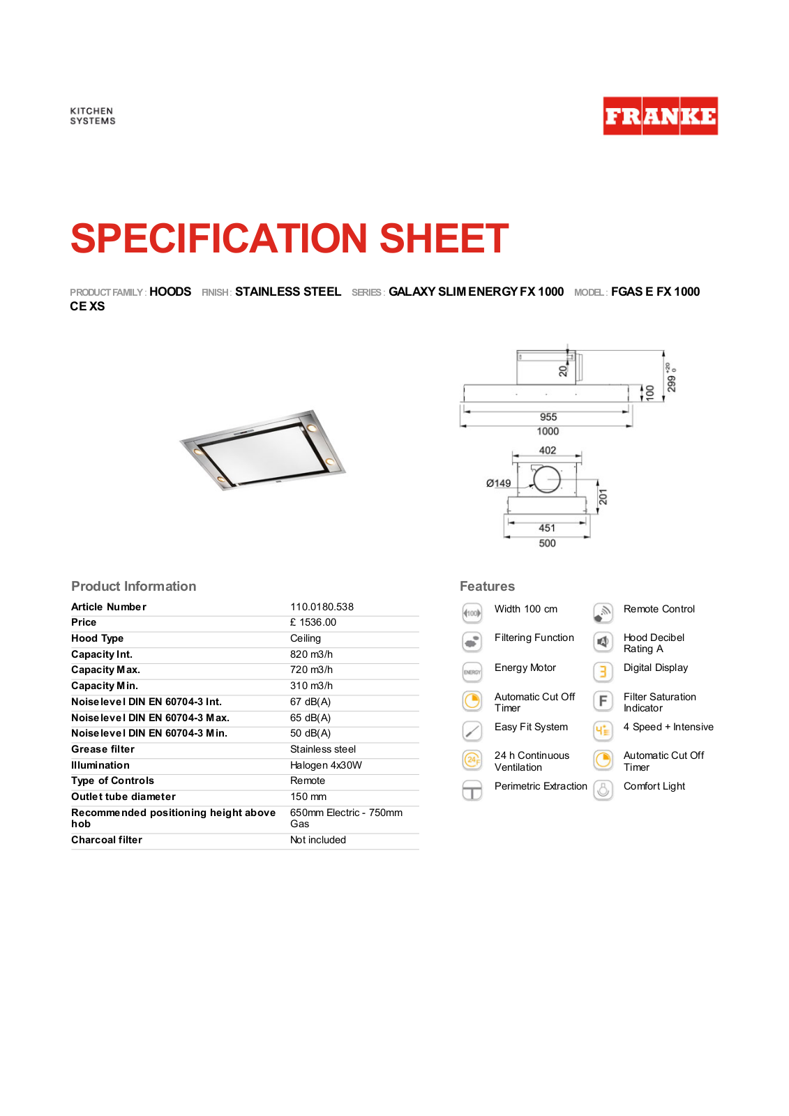 Franke Foodservice FGAS E FX 1000 User Manual