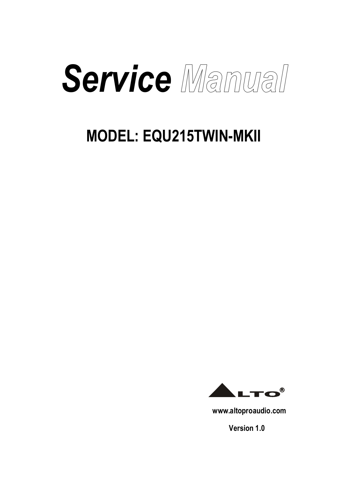 Alto EQU215TWIN-MKII Service Manual