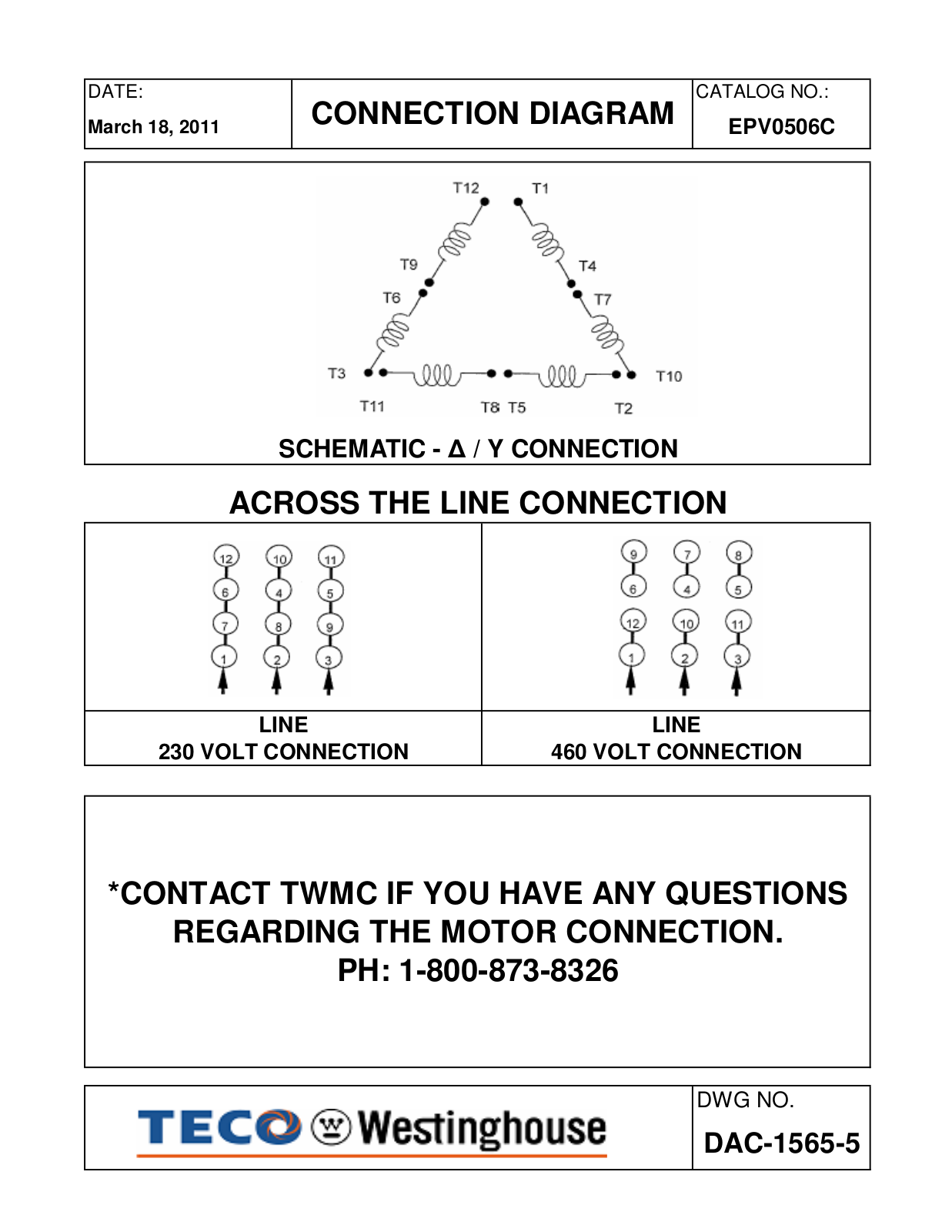 Teco EPV0506C Connection Diagram