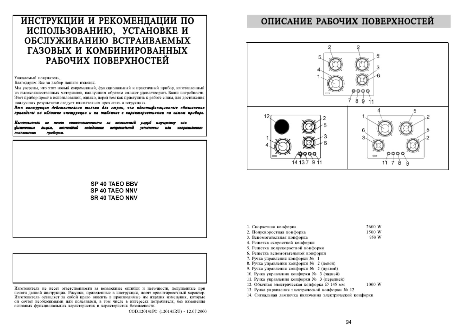 ARDO SP40-SR40 User Manual