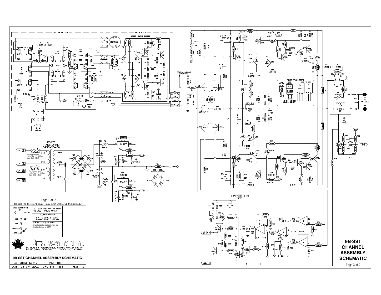 Bryston 9-B-SST Schematic