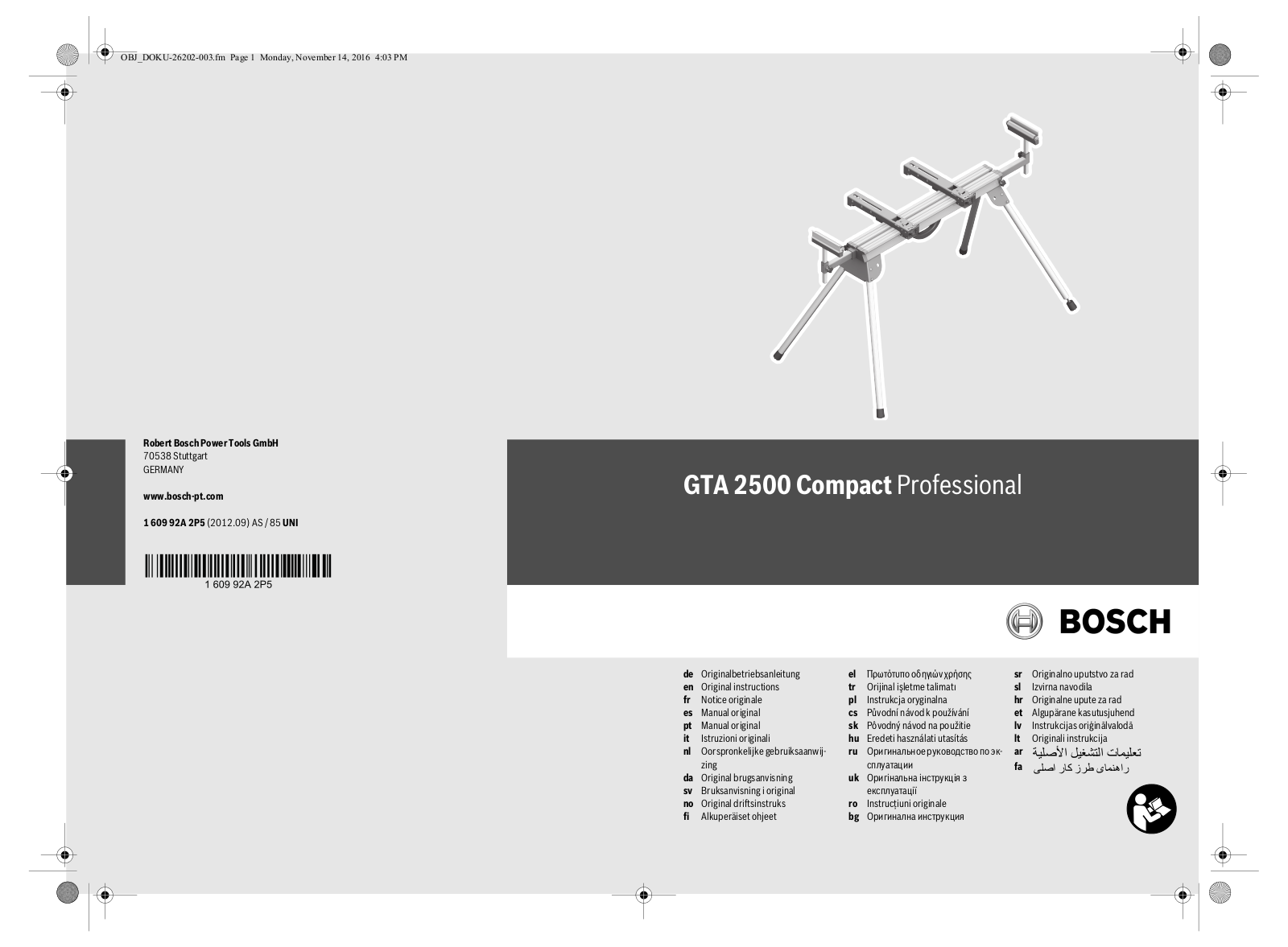 Bosch GTA 2500 Compact User Manual