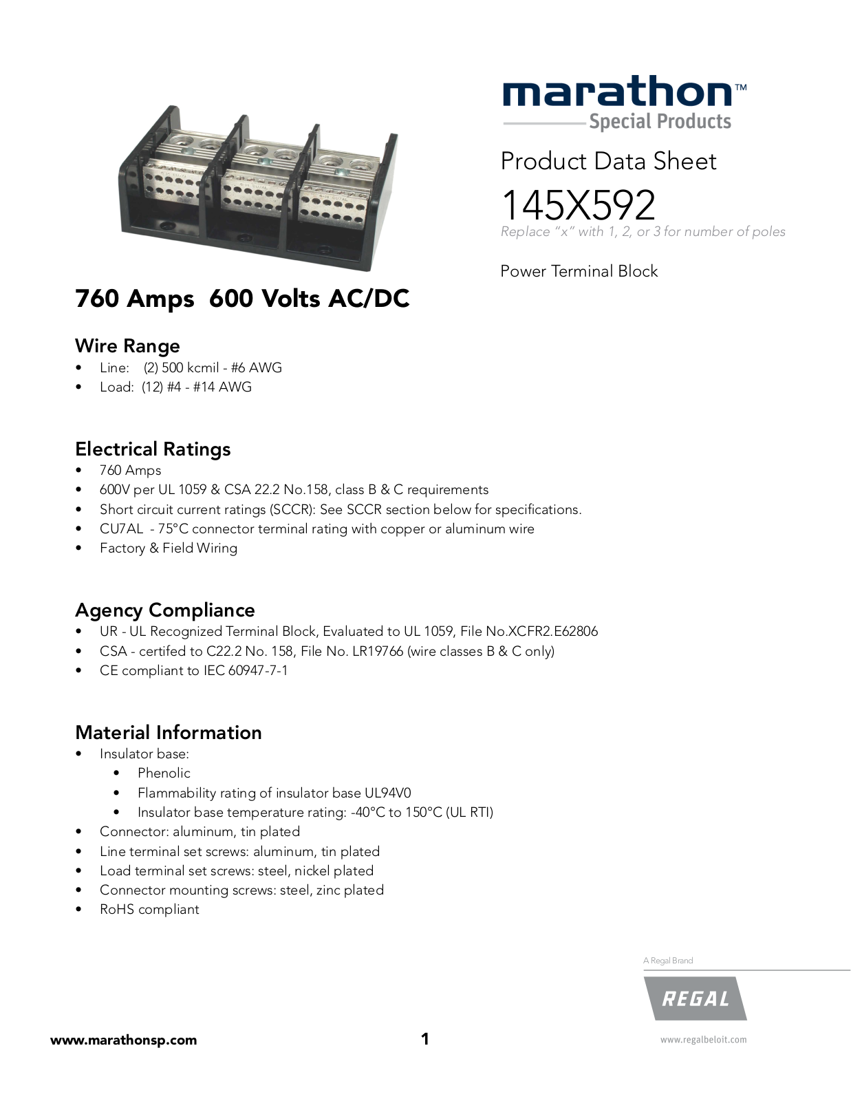 Marathon Special Products 145X592 Data Sheet