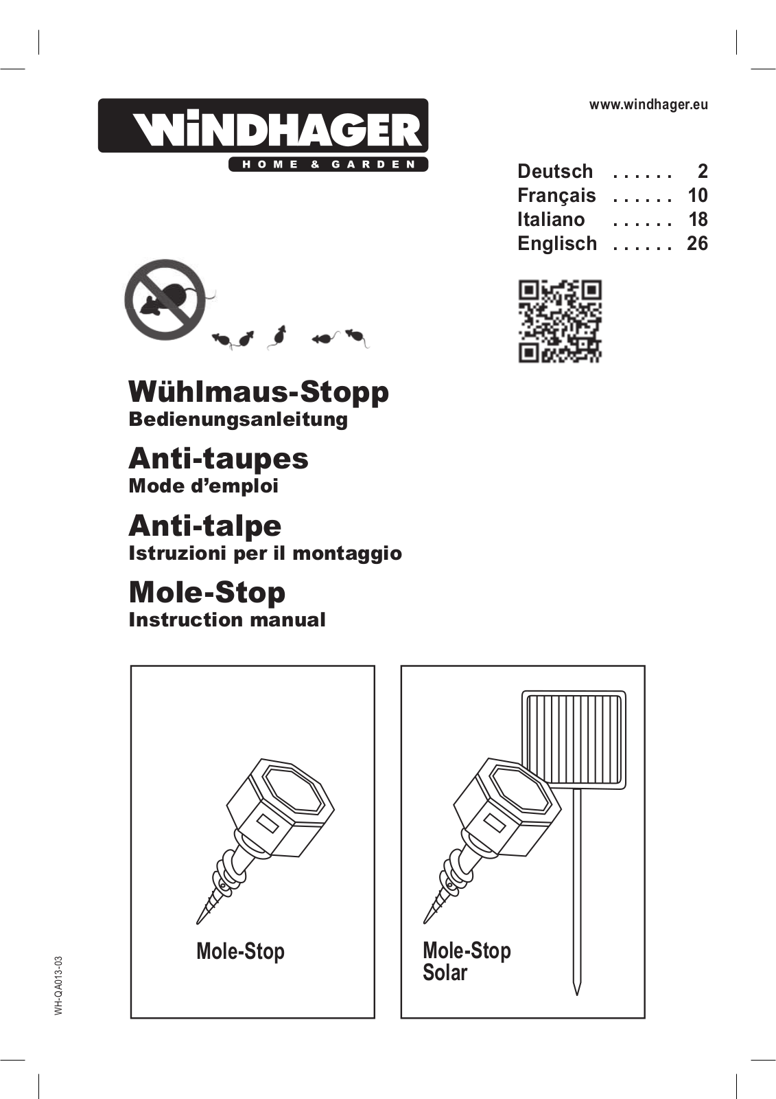 Windhager Mole-Stop 1000 Instruction Manual