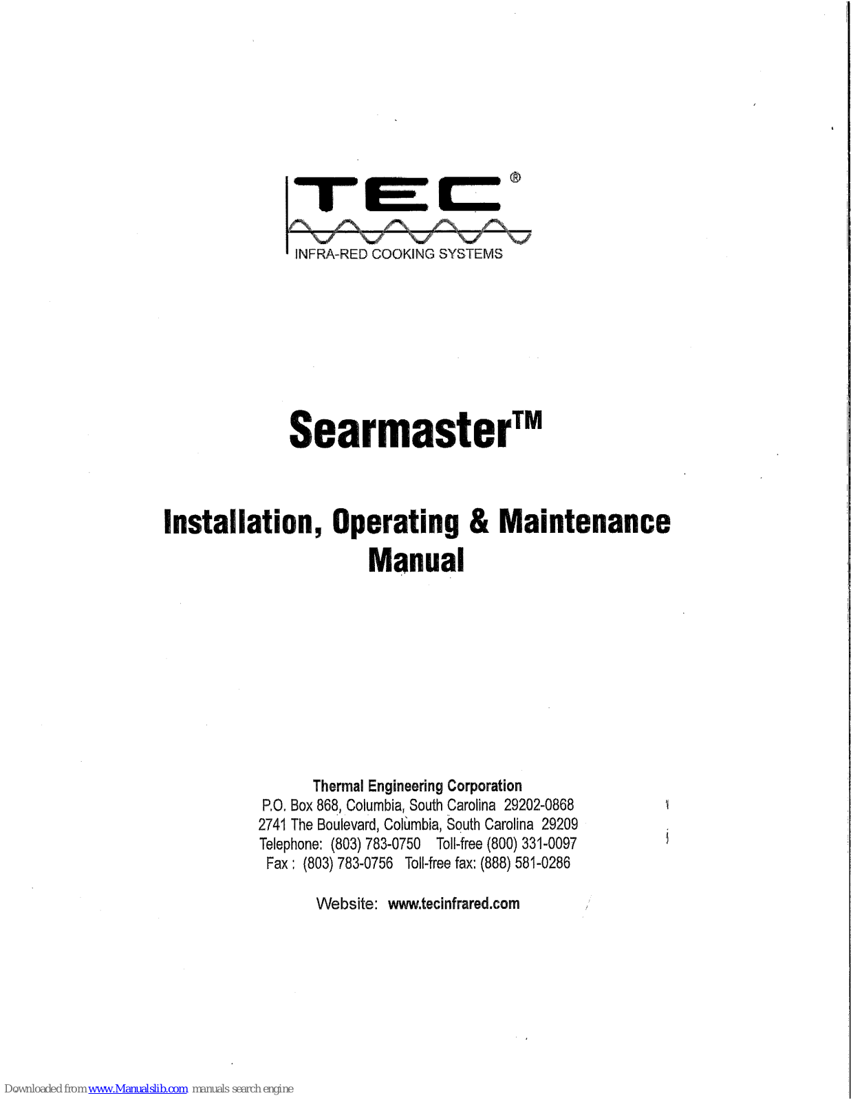 TEC Searmaster Installation, Operating And Maintenance Manual - ManualMachine.com