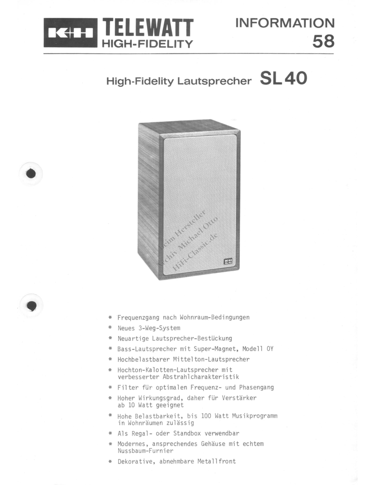 KLEIN + HUMMEL SL 40 datasheet - ManualMachine.com