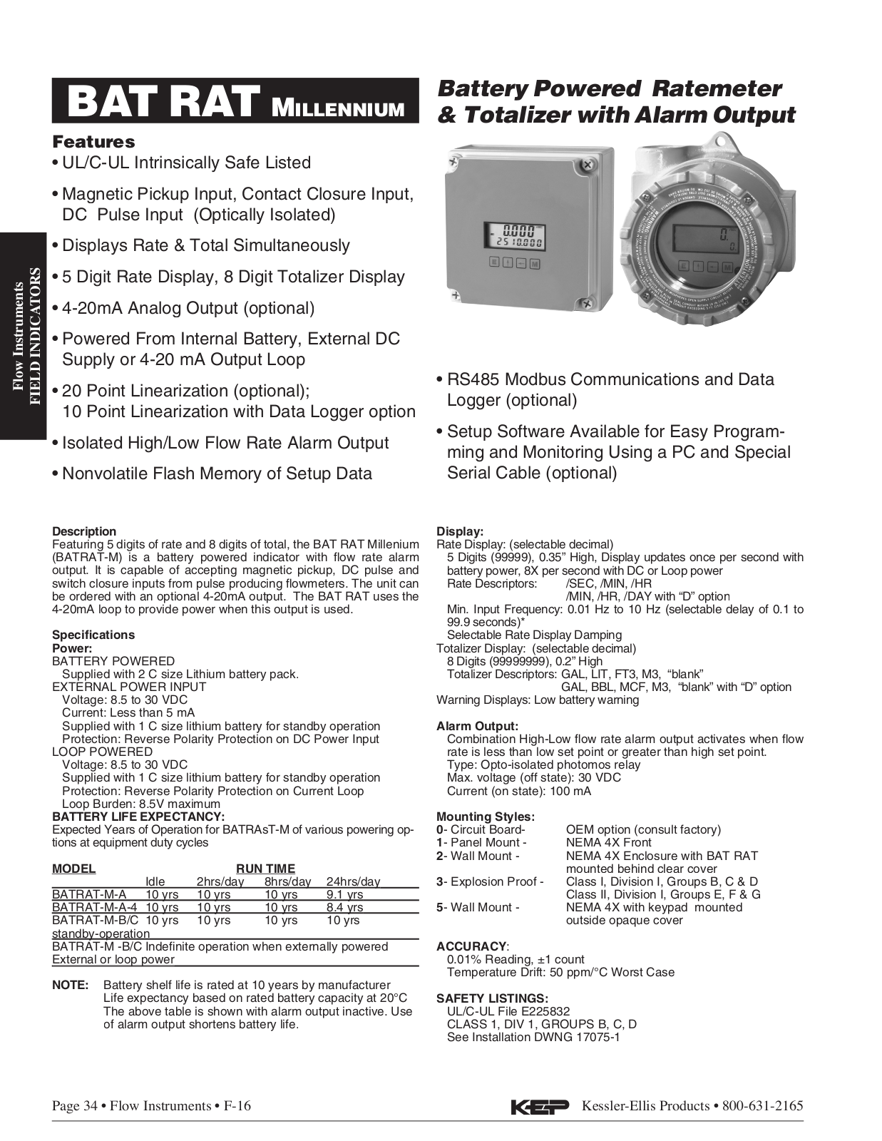 KEP BAT RAT-M Data sheet