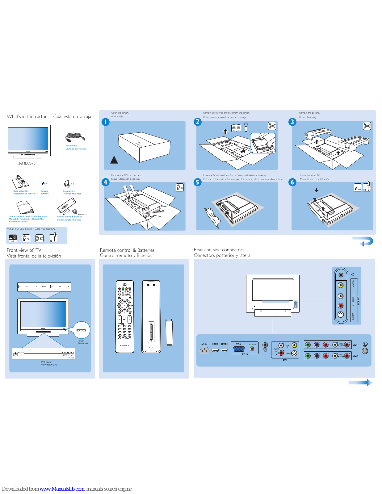 Philips 26MD357B - Hook Up Guide, 26MD357B-37B - Hook Up Guide, 26MD357B-37E - Hook Up Guide User Manual