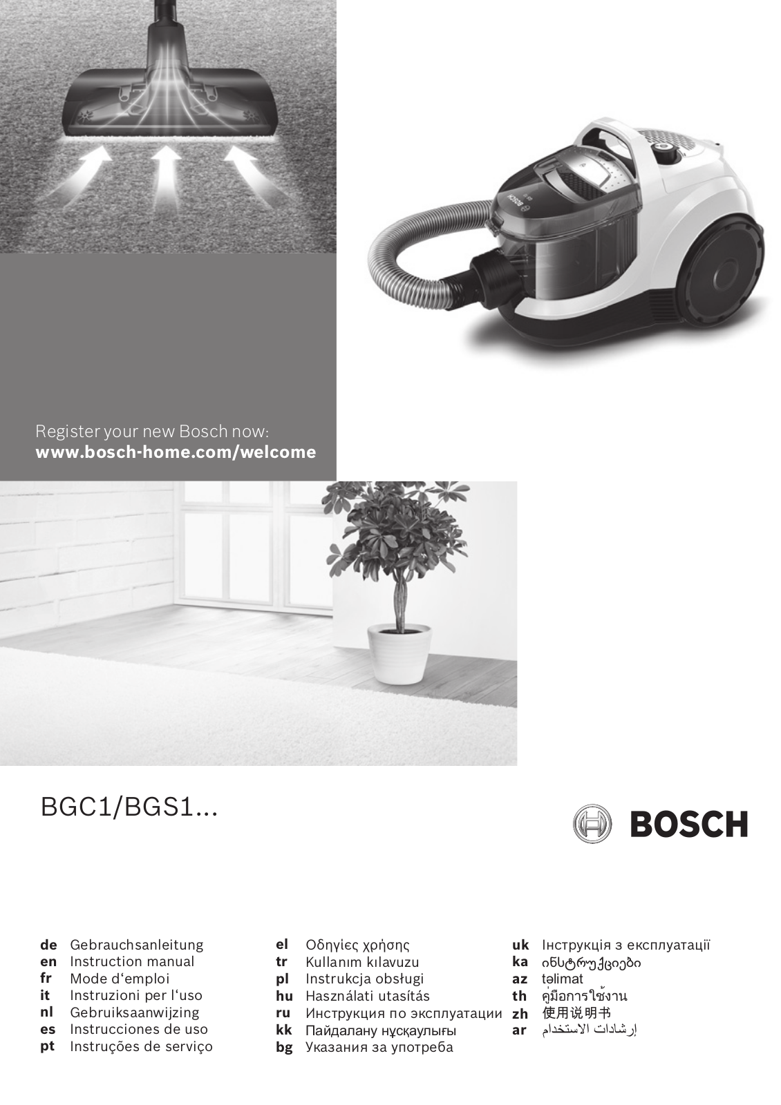 Bosch BGC 1U1550, BGC 1U1700, BGC 1UK1500, BGS 1U1800, BGS 1U1802 User manual