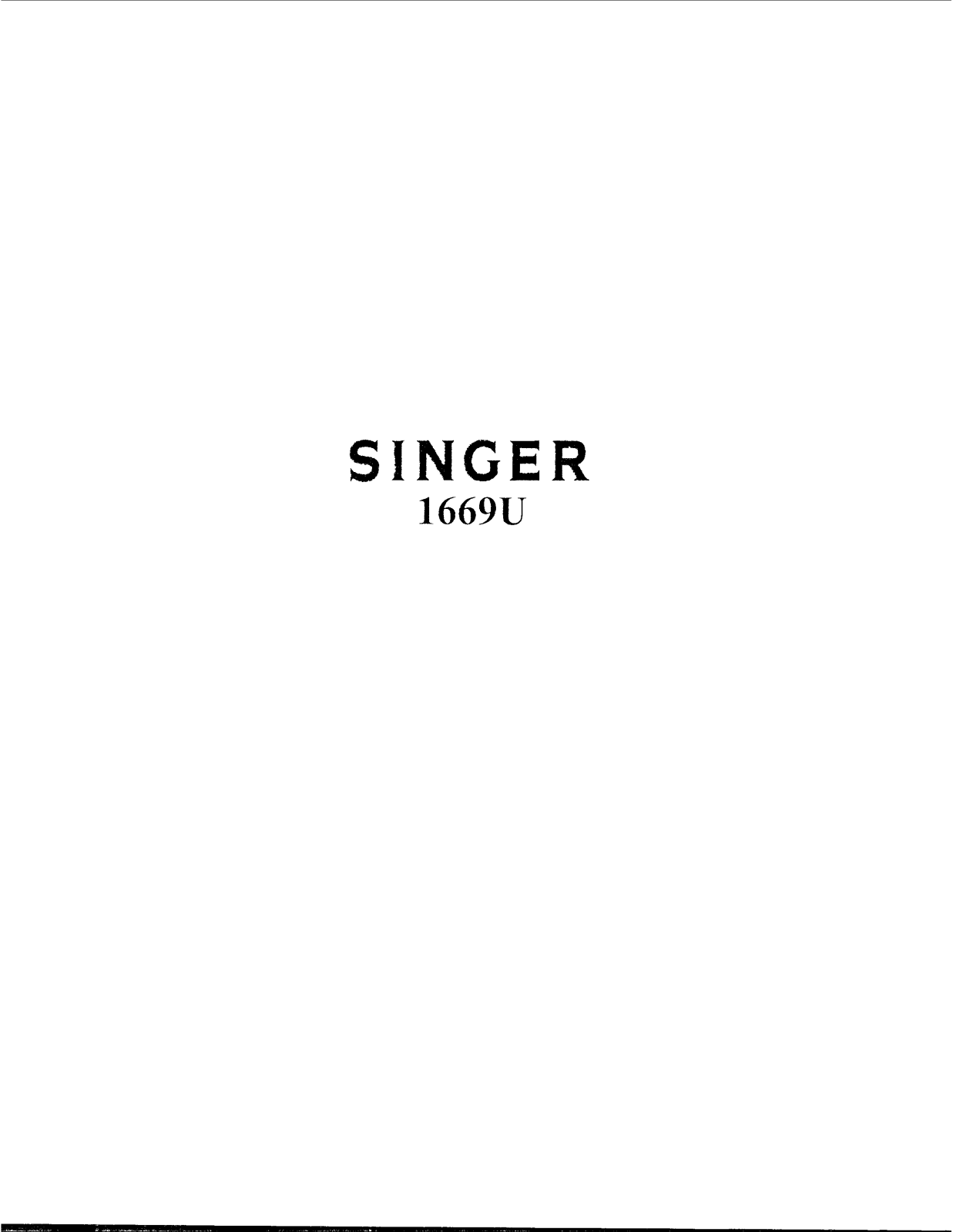 Singer 1669U User Manual