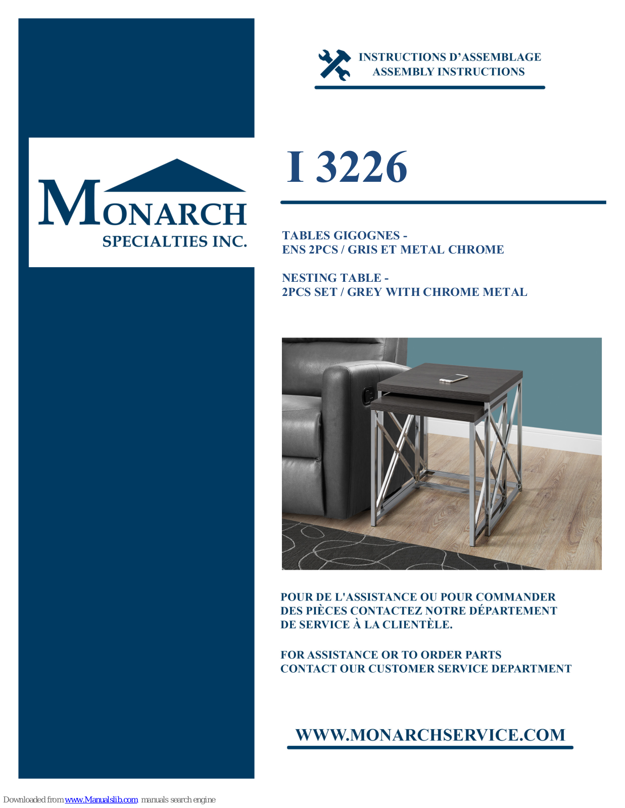 Monarch Specialties I 3226 Assembly Instructions Manual